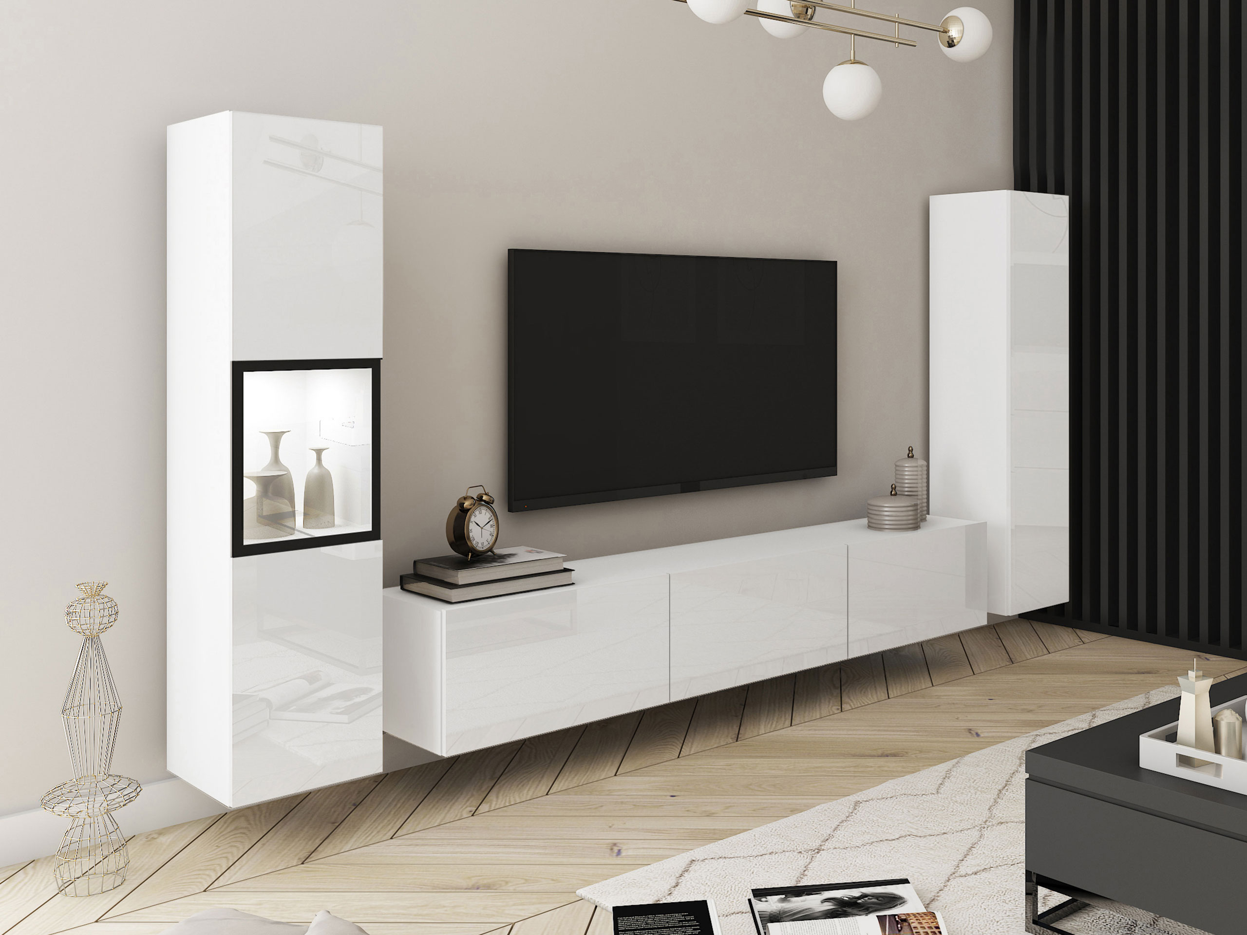 Set za dnevnu sobu Sarasota 193 (Belo + Sjajno belo)