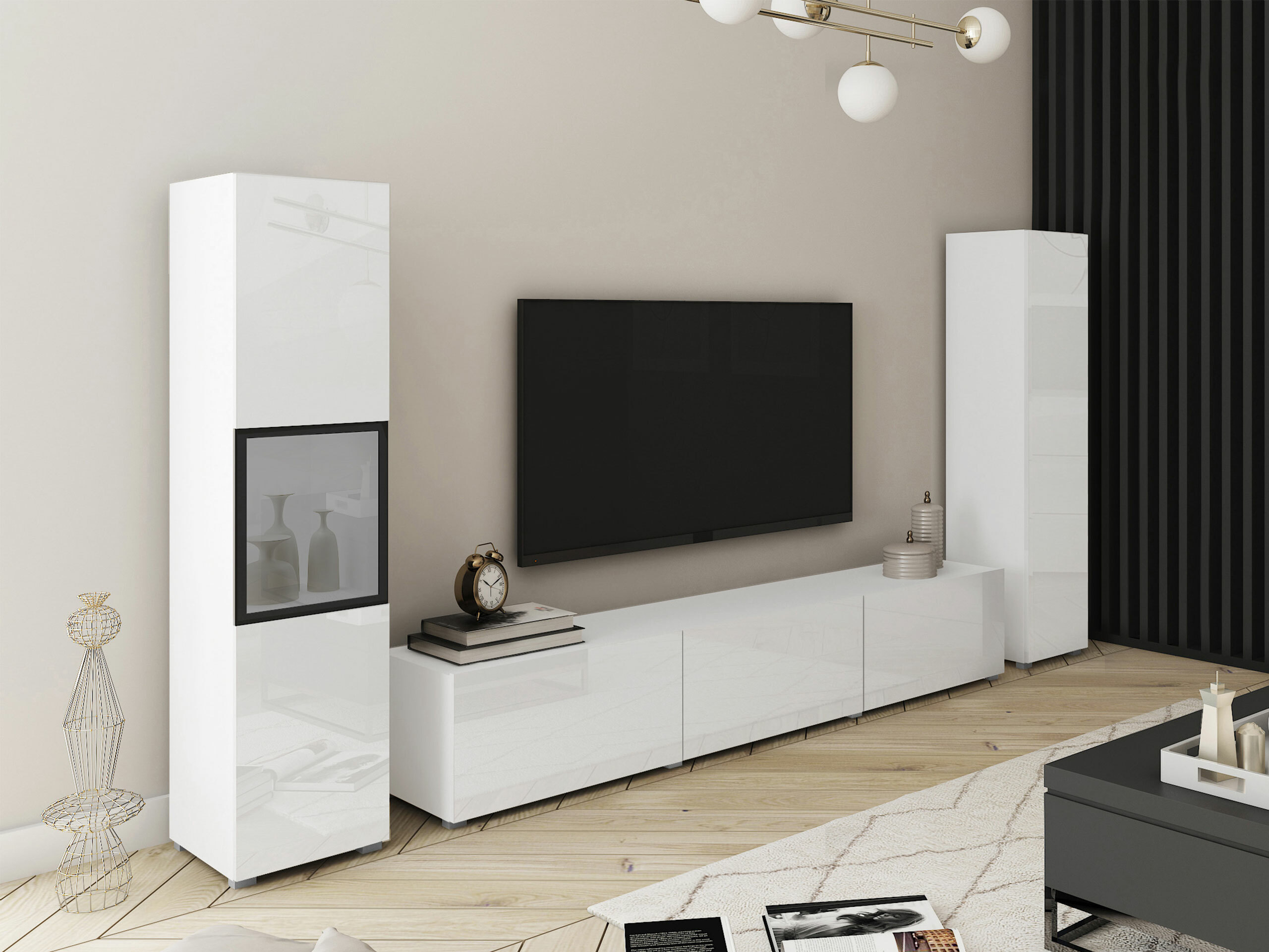 Set za dnevnu sobu Sarasota 193 (Belo + Sjajno belo)