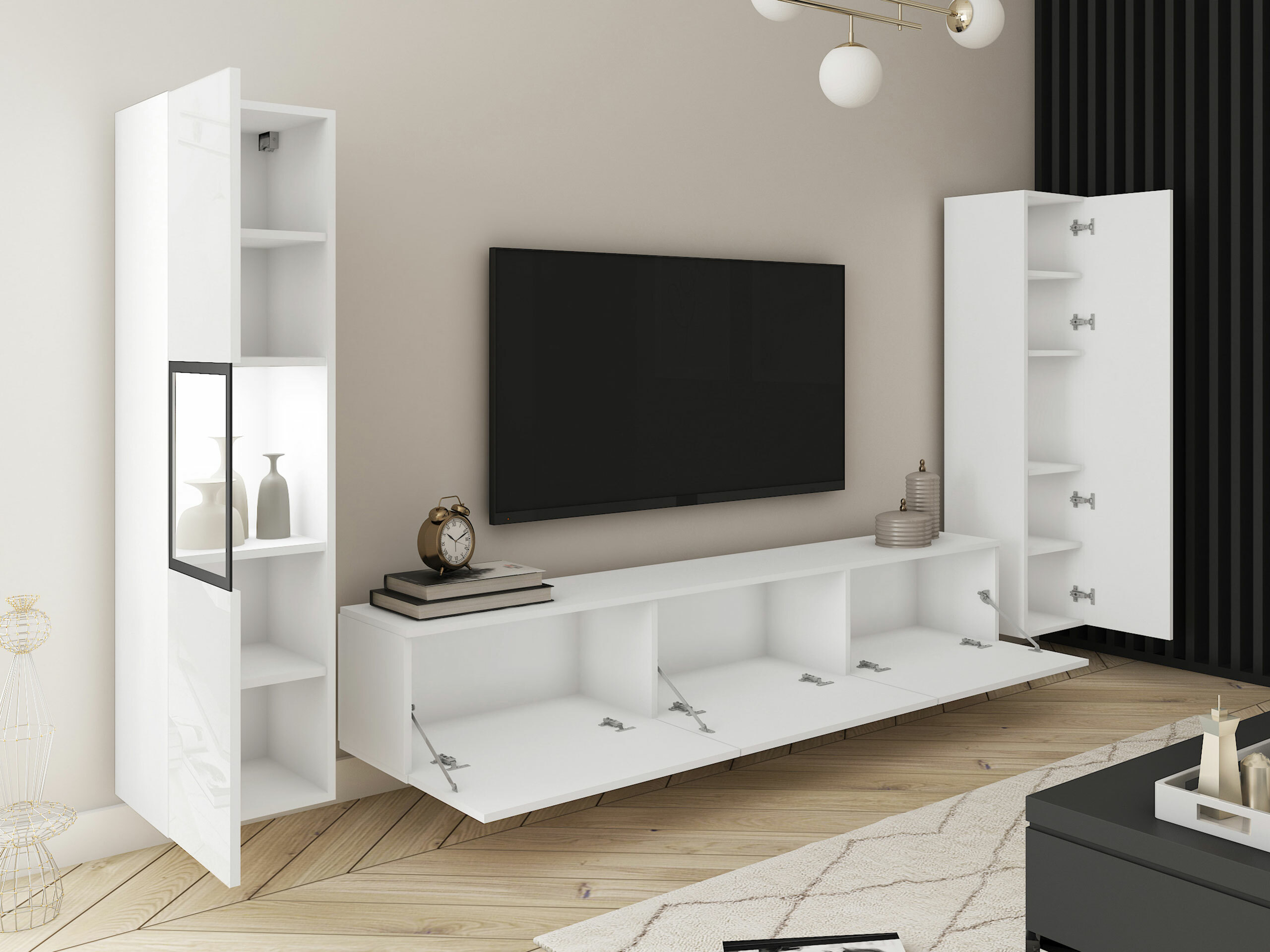 Set za dnevnu sobu Sarasota 193 (Belo + Sjajno belo)