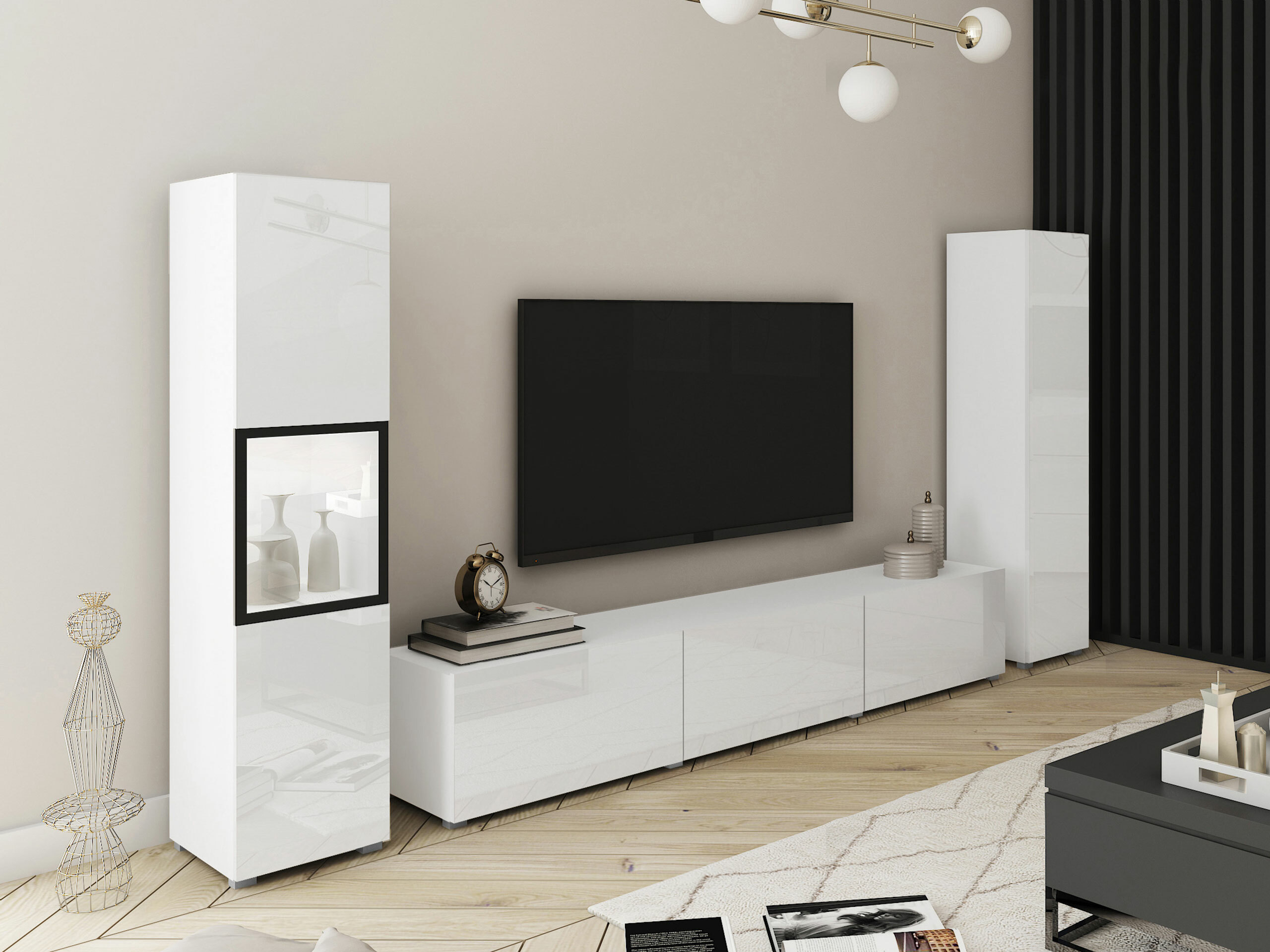 Set za dnevnu sobu Sarasota 193 (Belo + Sjajno belo)