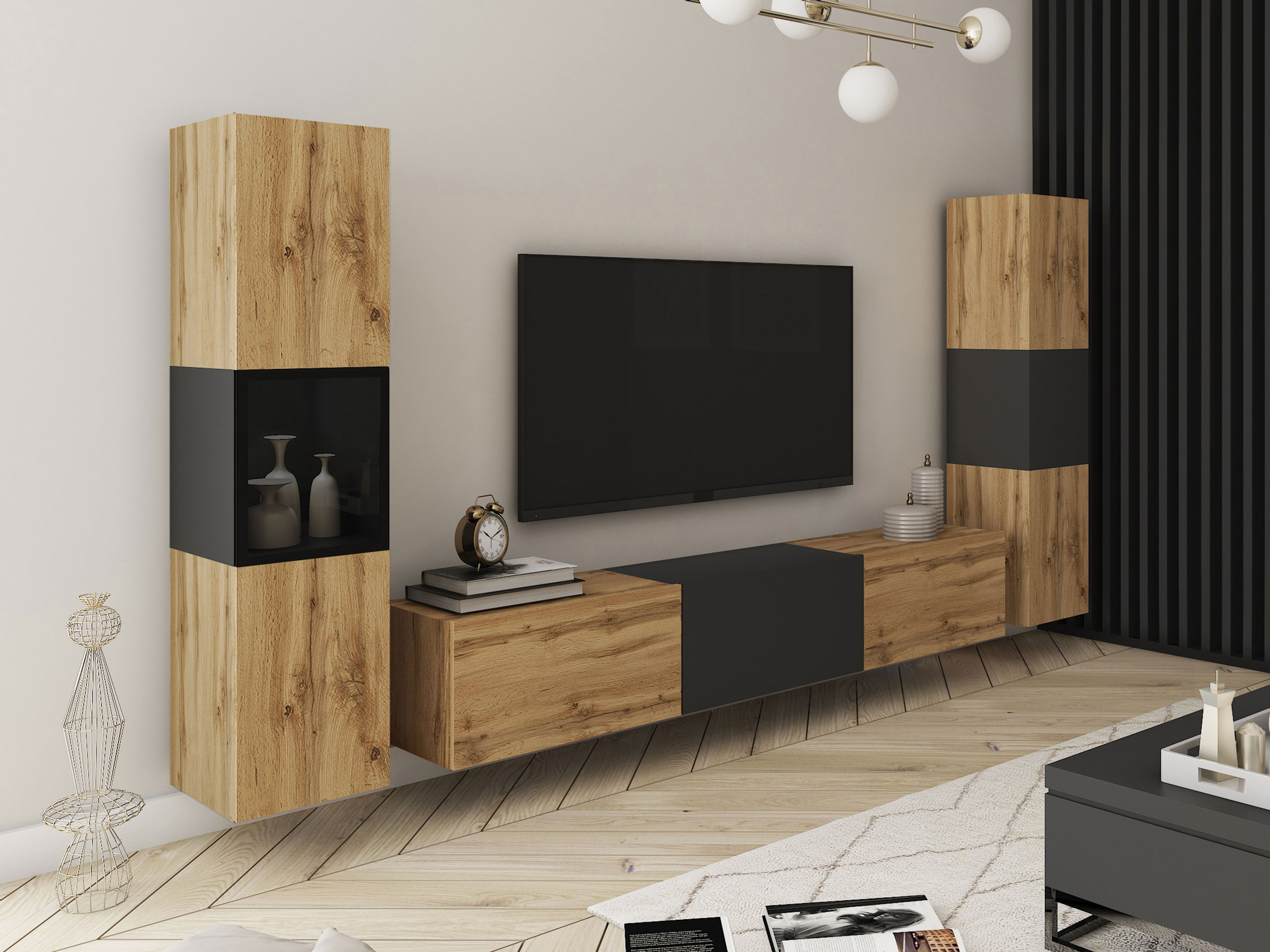 Set za dnevnu sobu Sarasota 193 (Hrast Votan + Grafit)