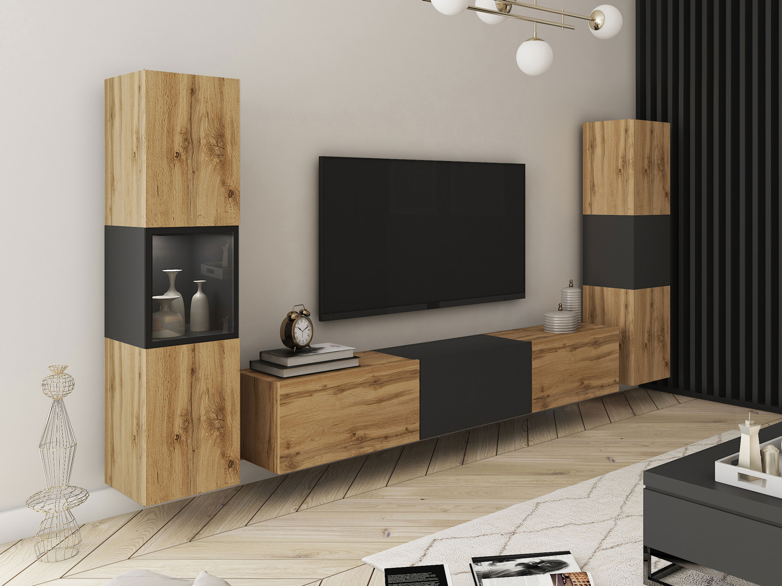 Set za dnevnu sobu Sarasota 193 (Hrast Votan + Grafit)