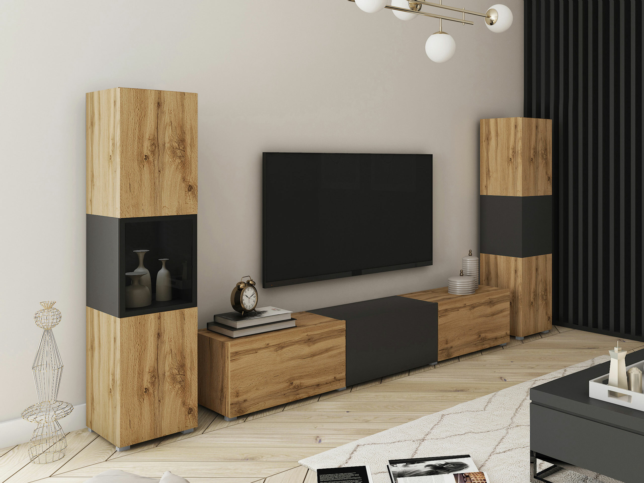 Set za dnevnu sobu Sarasota 193 (Hrast Votan + Grafit)