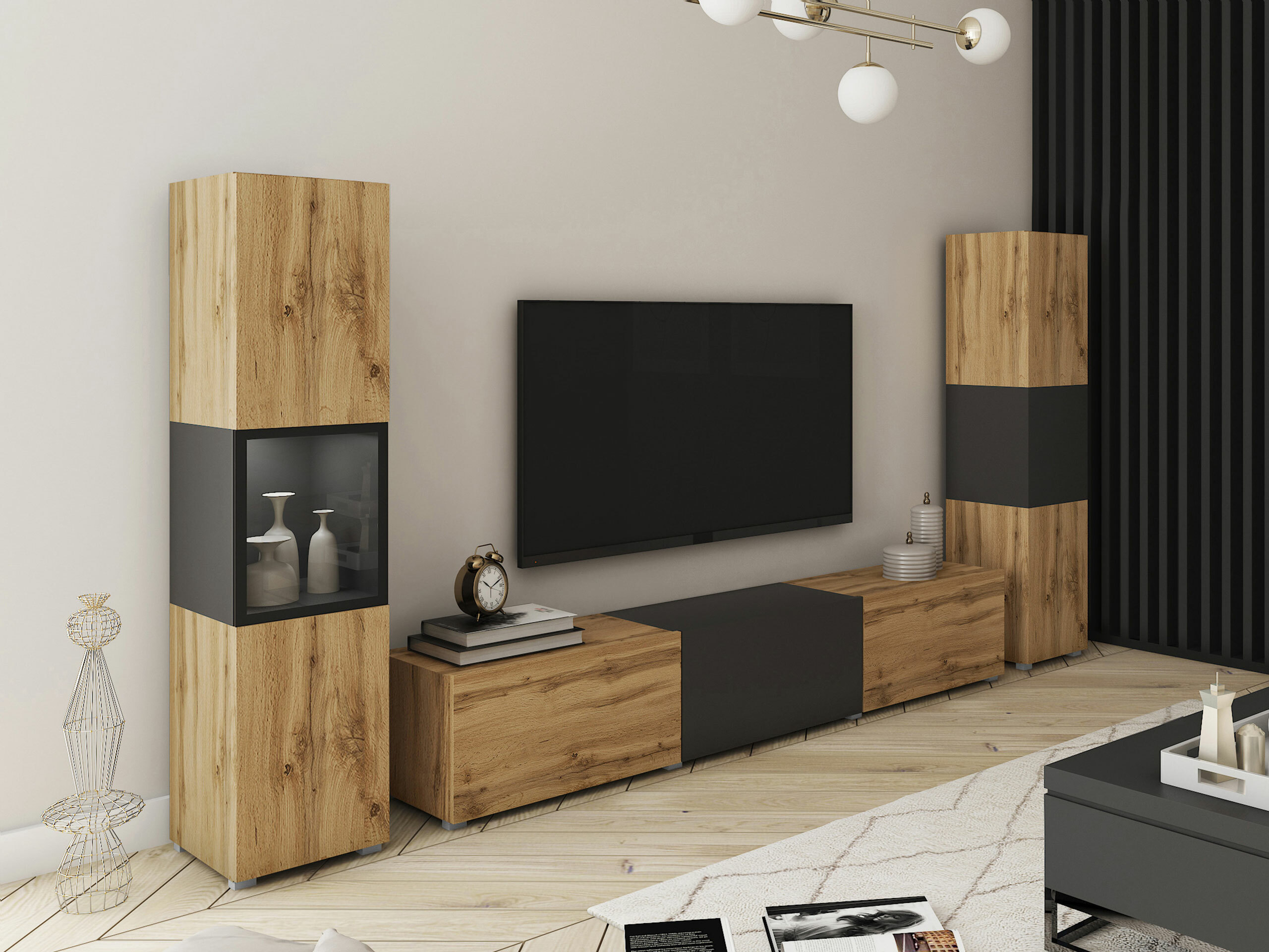 Set za dnevnu sobu Sarasota 193 (Hrast Votan + Grafit)