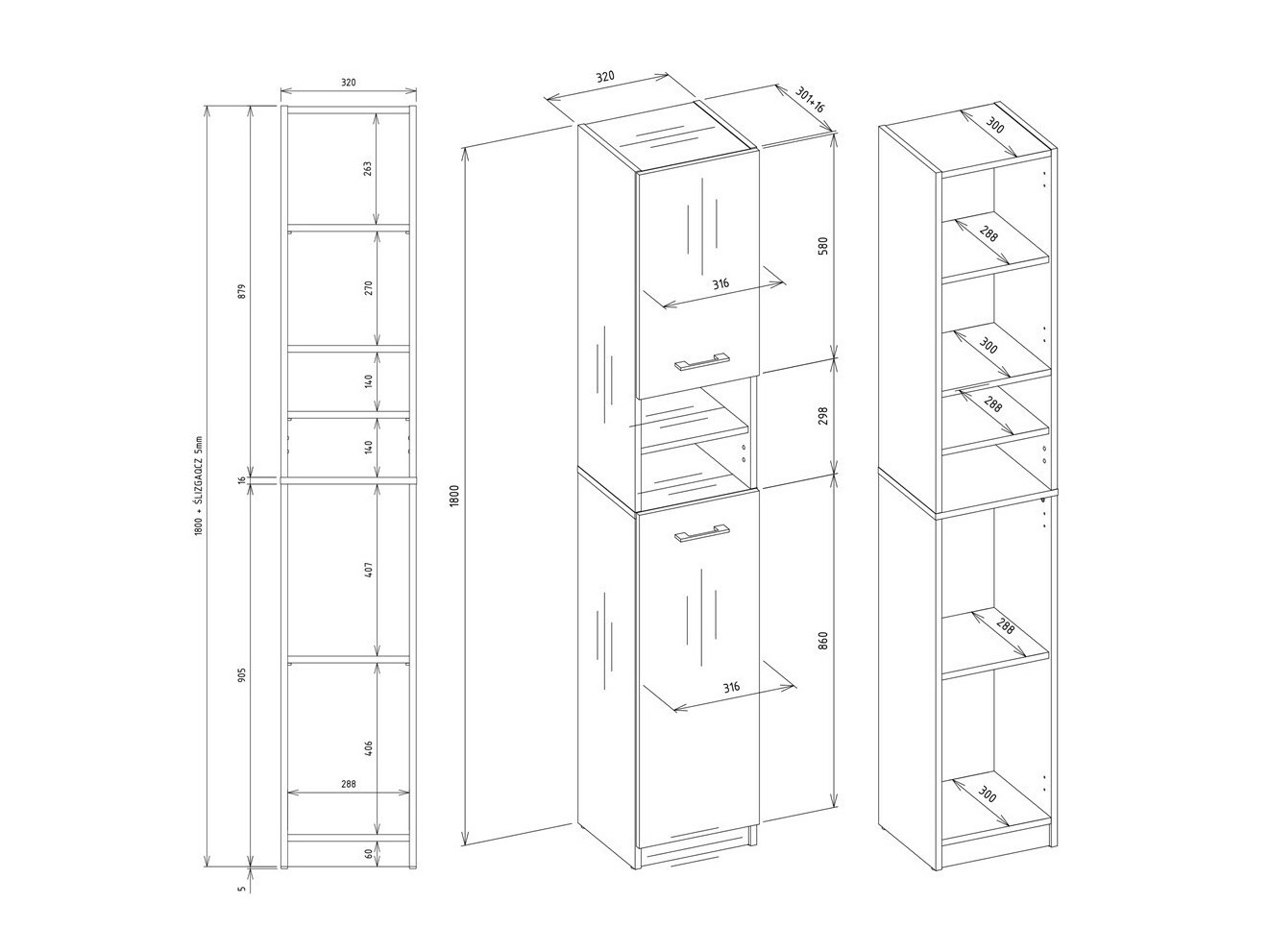 Samostojeći kupatilski ormarić Mandeville 152 (Belo + Belo gloss)