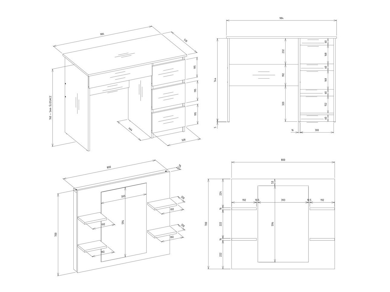 Toaletni sto Mandeville 351 (Desno)