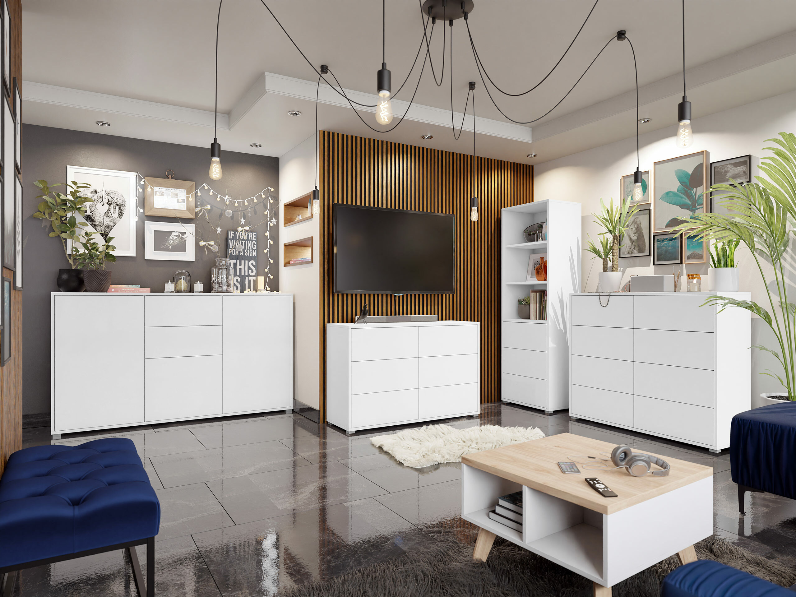 Set za dnevnu sobu Comfivo Fersoe 108 (Belo)