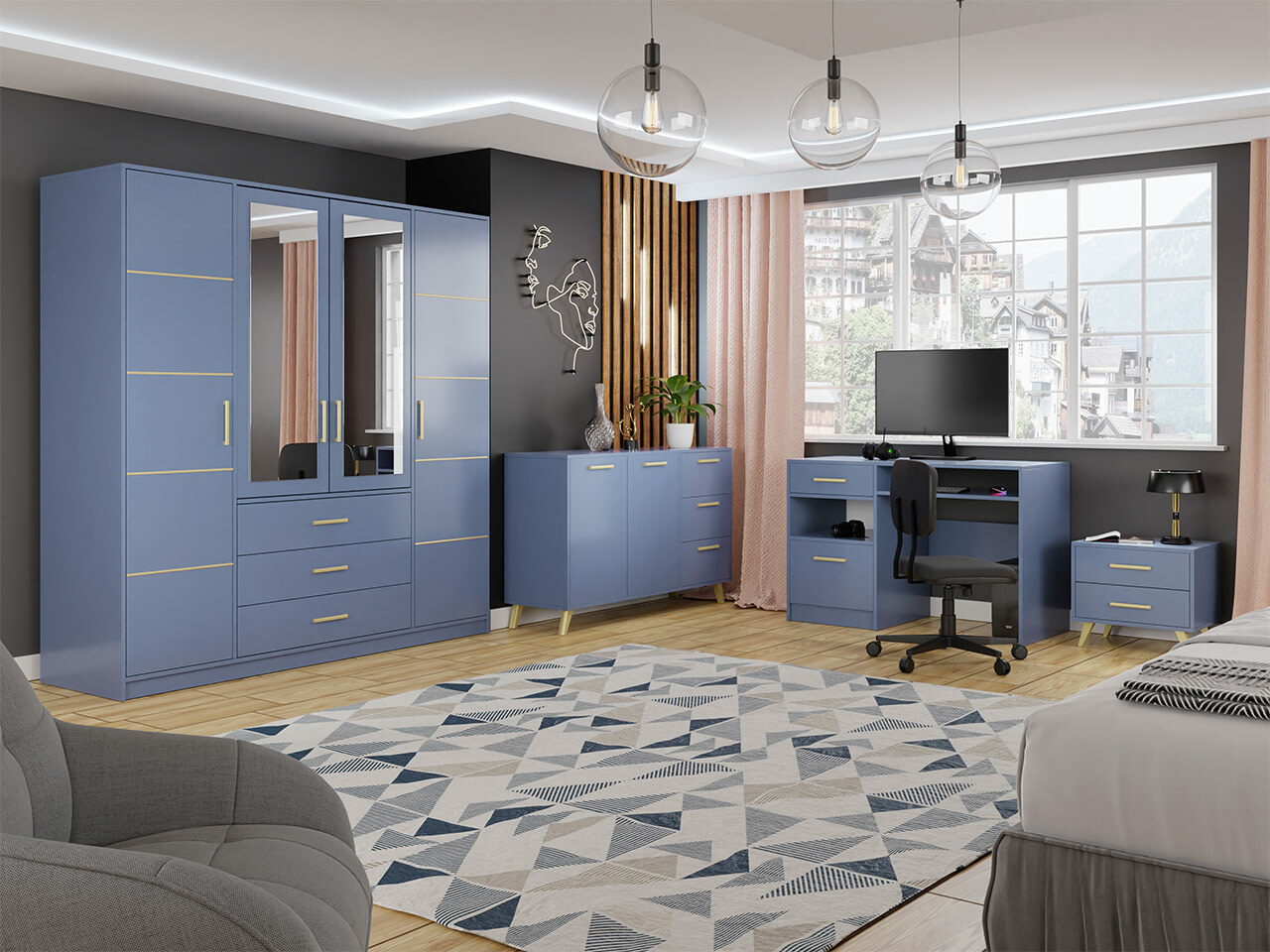 Komoda Delbalo 103 (Plava + Zlatna)