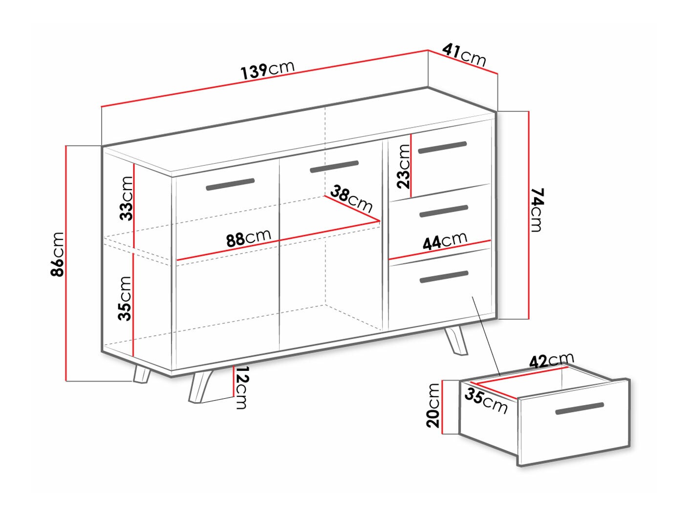 Komoda Dortivu 160 (Belo)