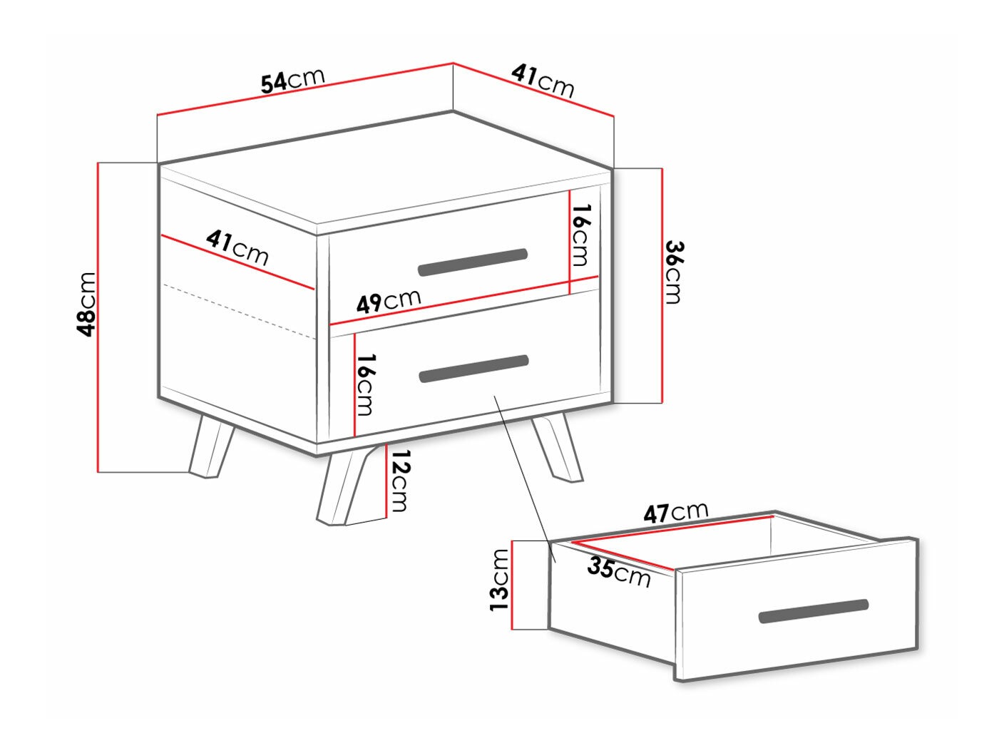 Noćni ormarić Dortivu 159 (Belo)