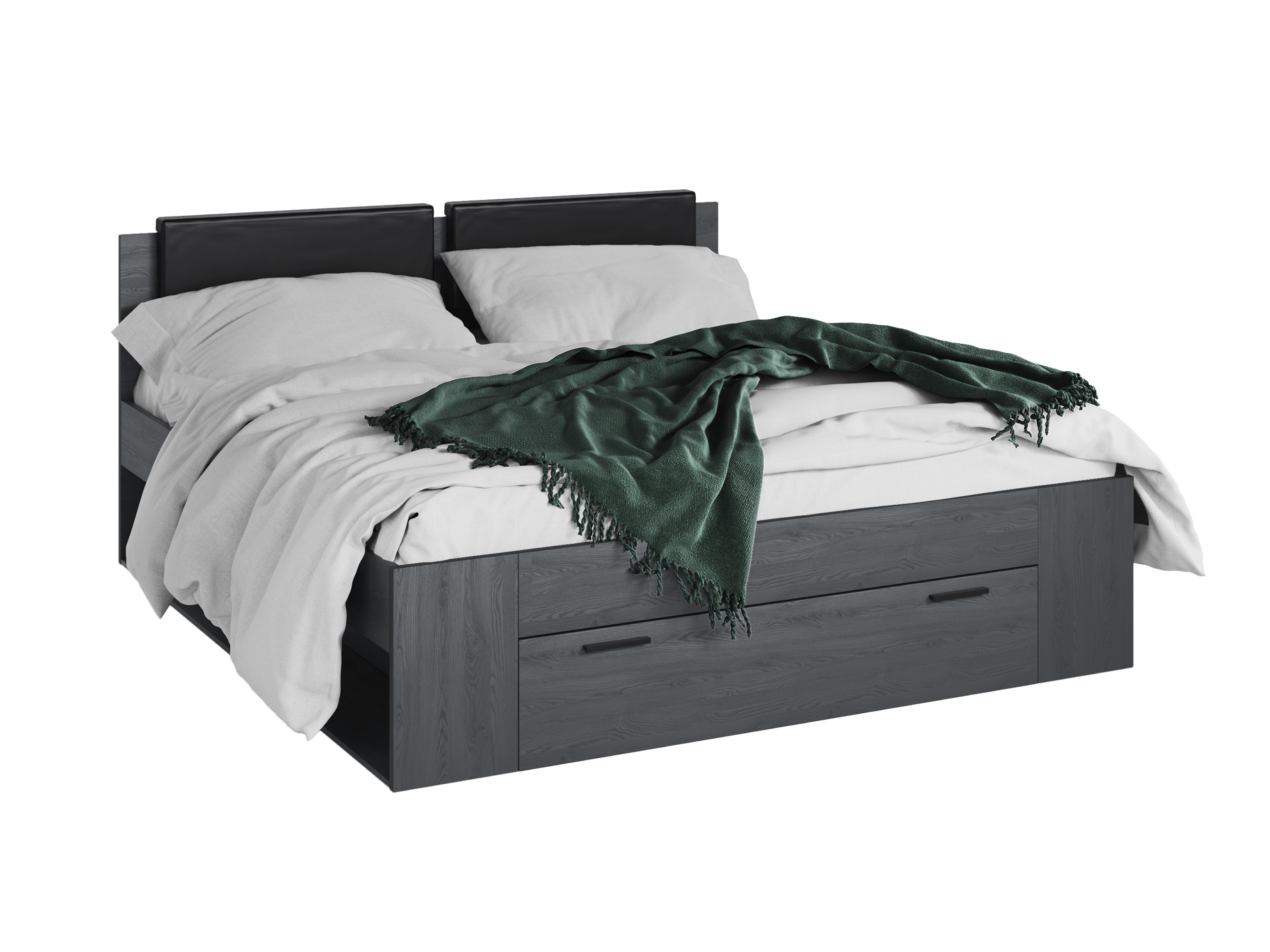 Krevet Levruvu 106 (Sivi hrast + Crno)
