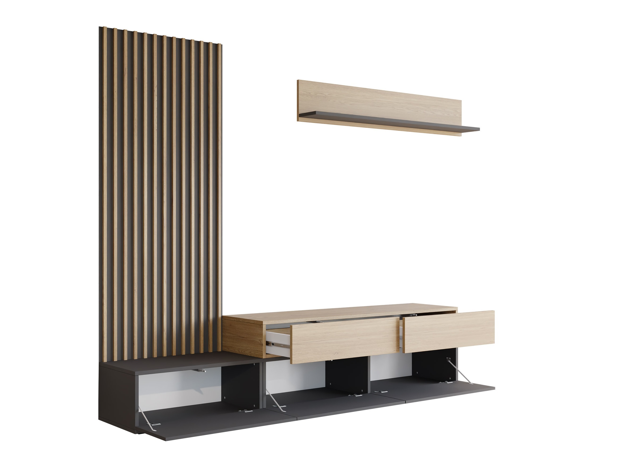 Set za dnevnu sobu Comfivo 496 (Belo + Hrast)