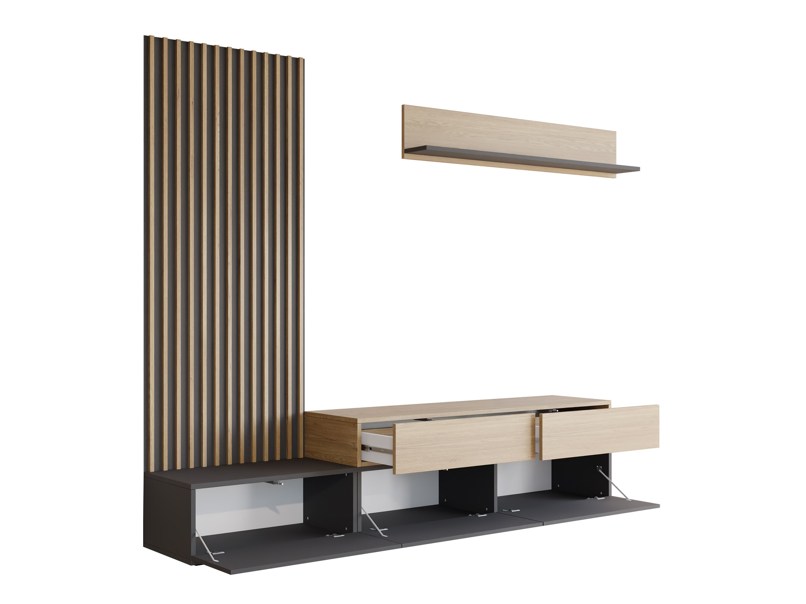 Set za dnevnu sobu Comfivo 496 (Grafit + Hrast)