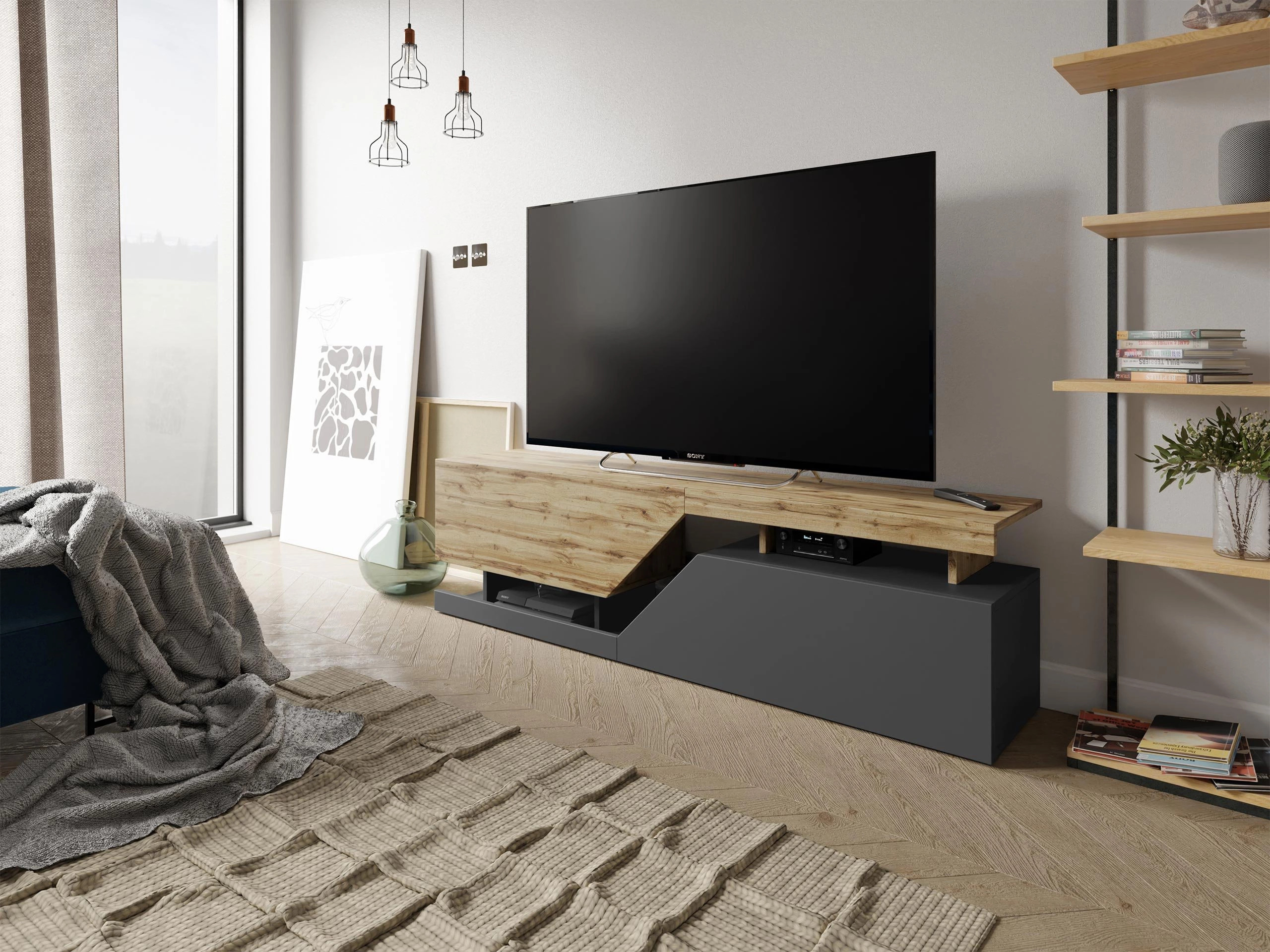 TV komoda Comfivo Daldune (Antracit + Hrast Votan)