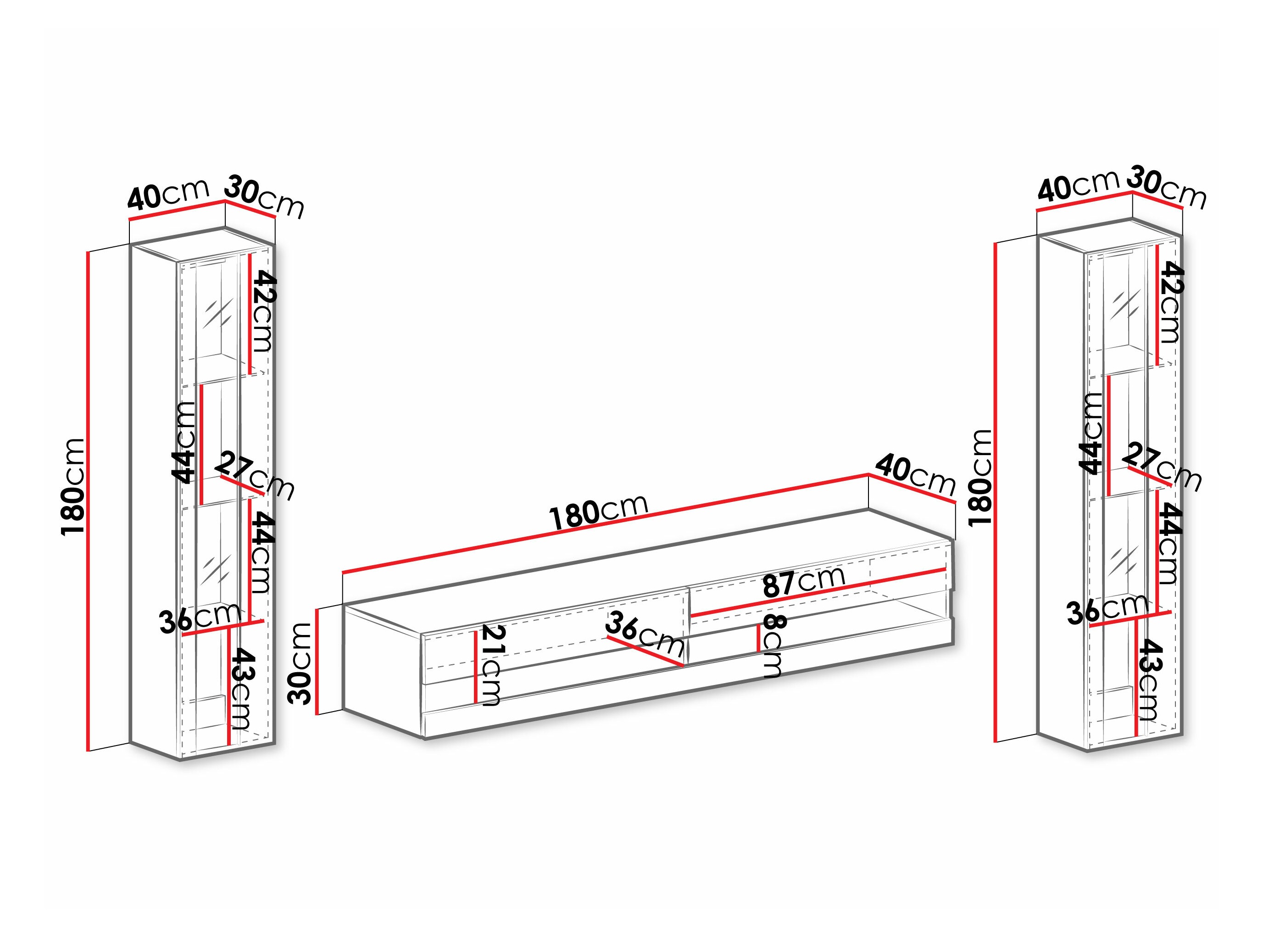 Set za dnevnu sobu Venenou 112 (Belo + Sjajno belo)