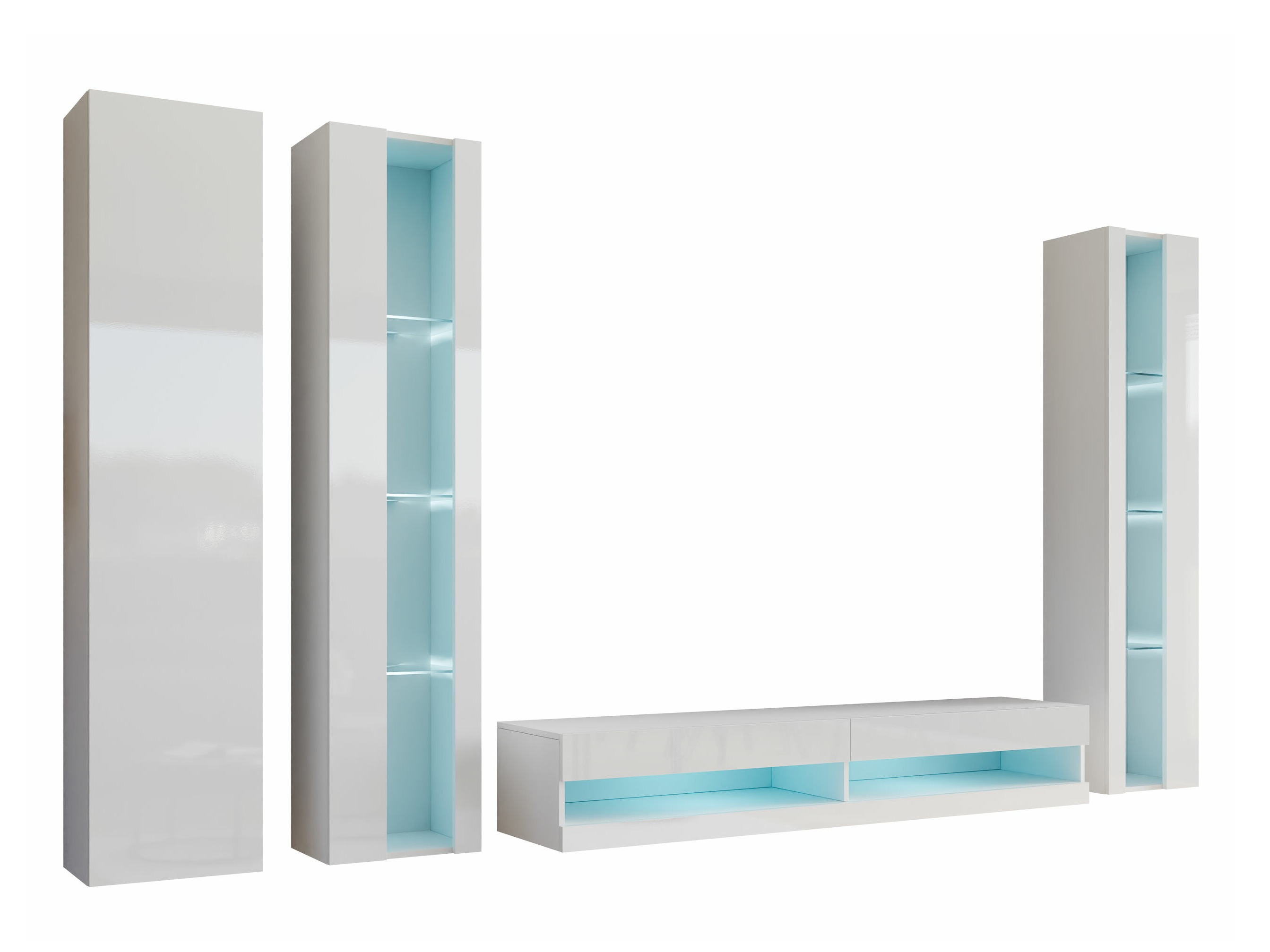 Set za dnevnu sobu Venenou 116 (Belo + Sjajno belo)