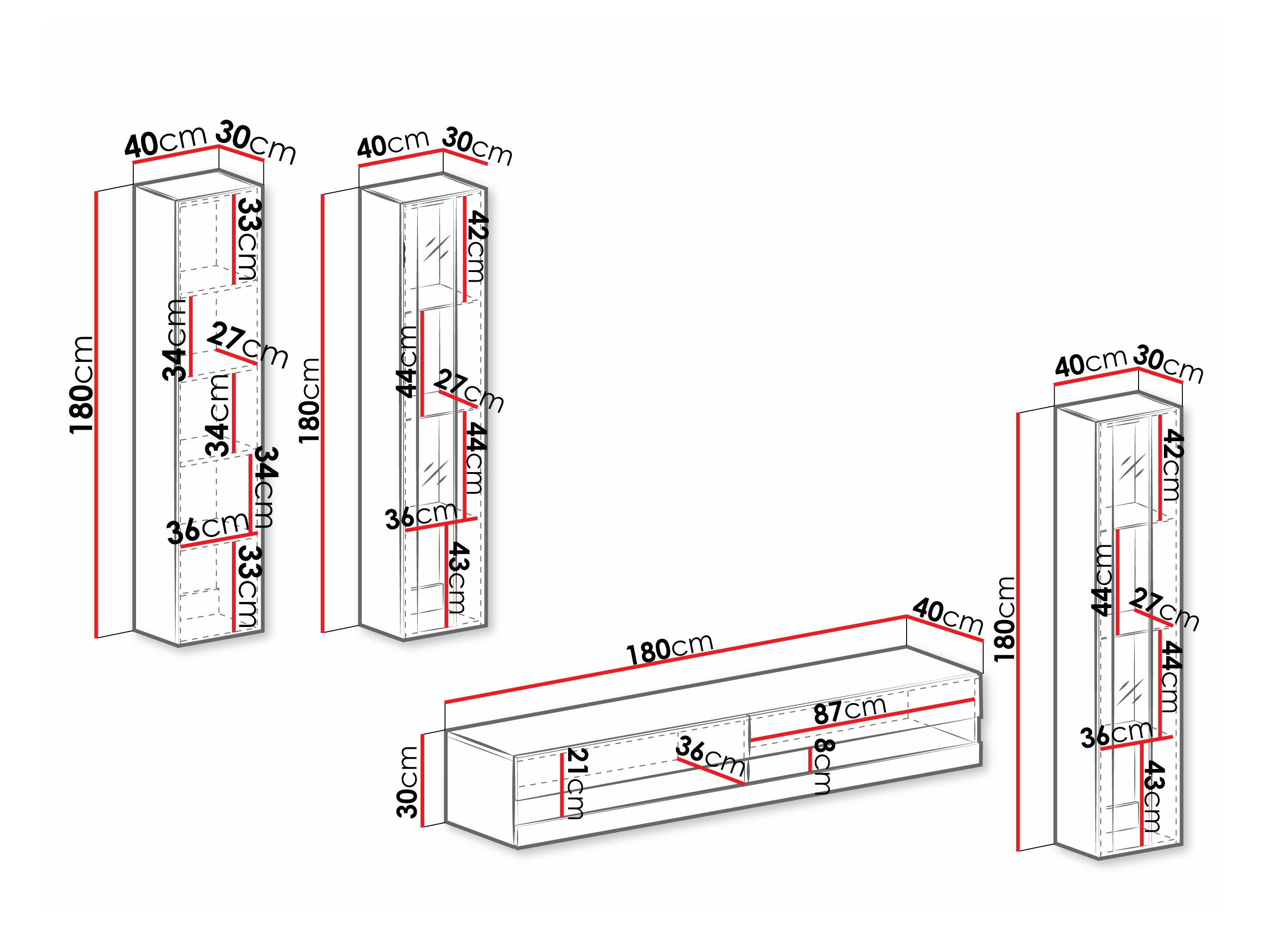 Set za dnevnu sobu Venenou 116 (Belo + Sjajno belo)