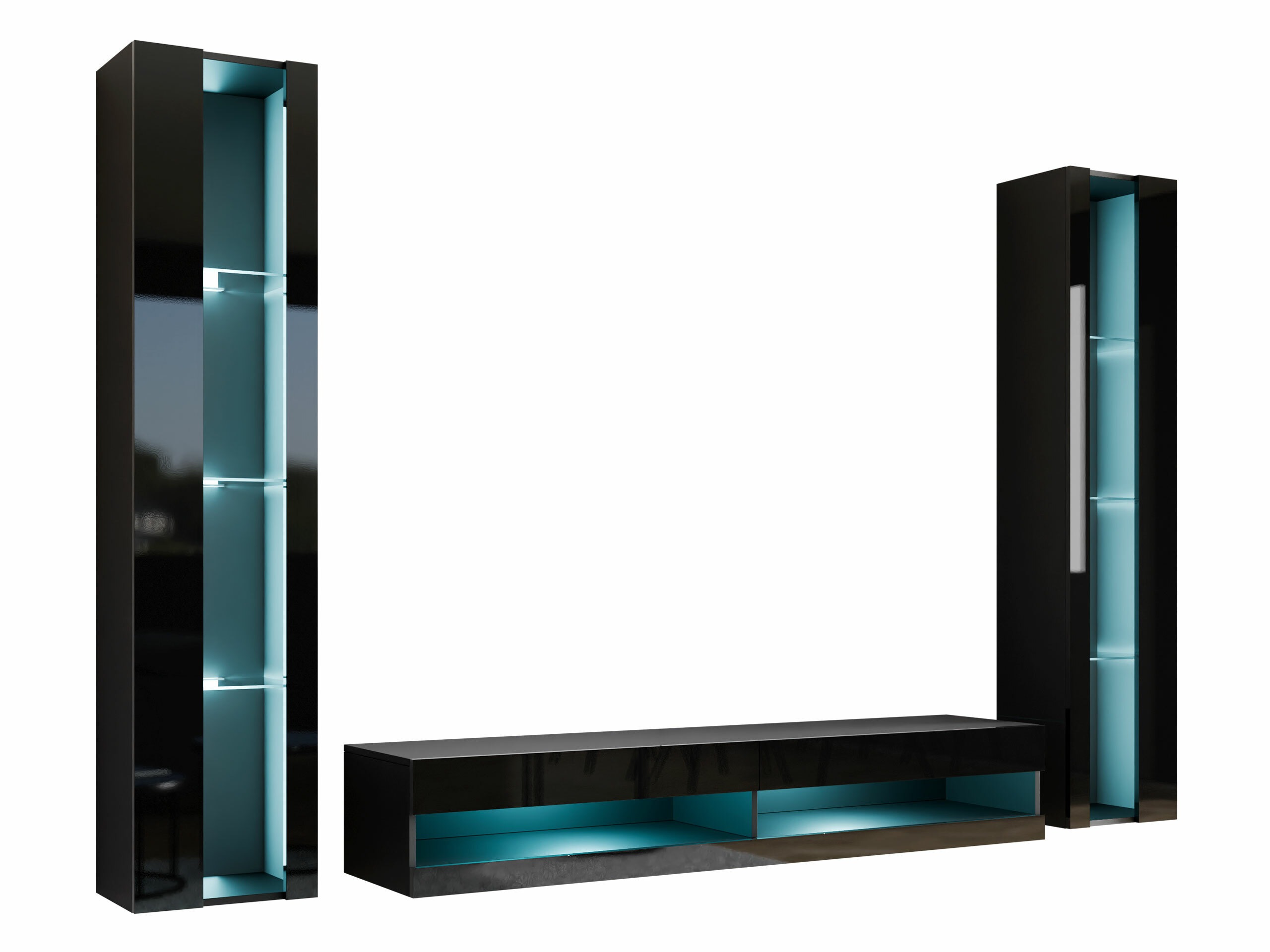 Set za dnevnu sobu Vilrin V (Crno + Sjajno crna)