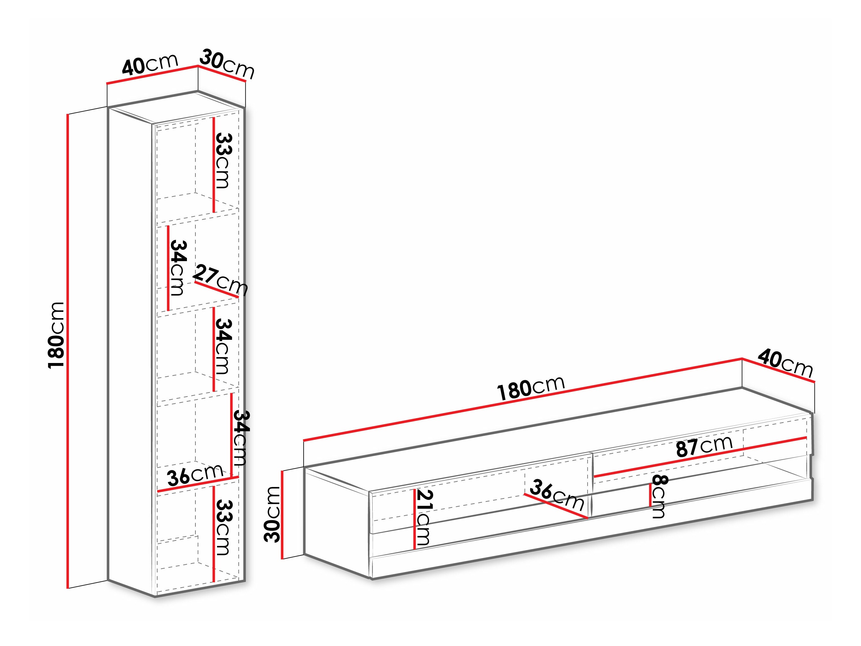 Set za dnevnu sobu Vilrin VI (Crno + Sjajno crna)