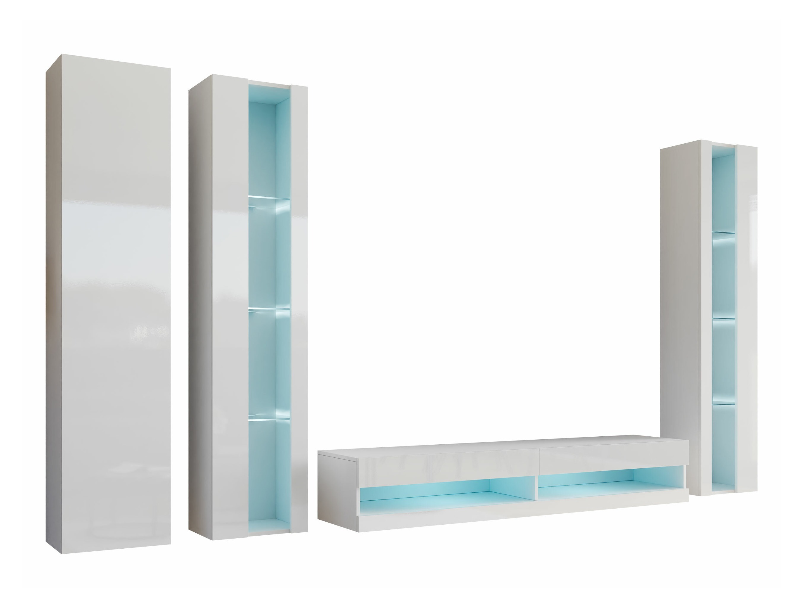 Set za dnevnu sobu Vilrin VII (Belo + Sjajno belo)