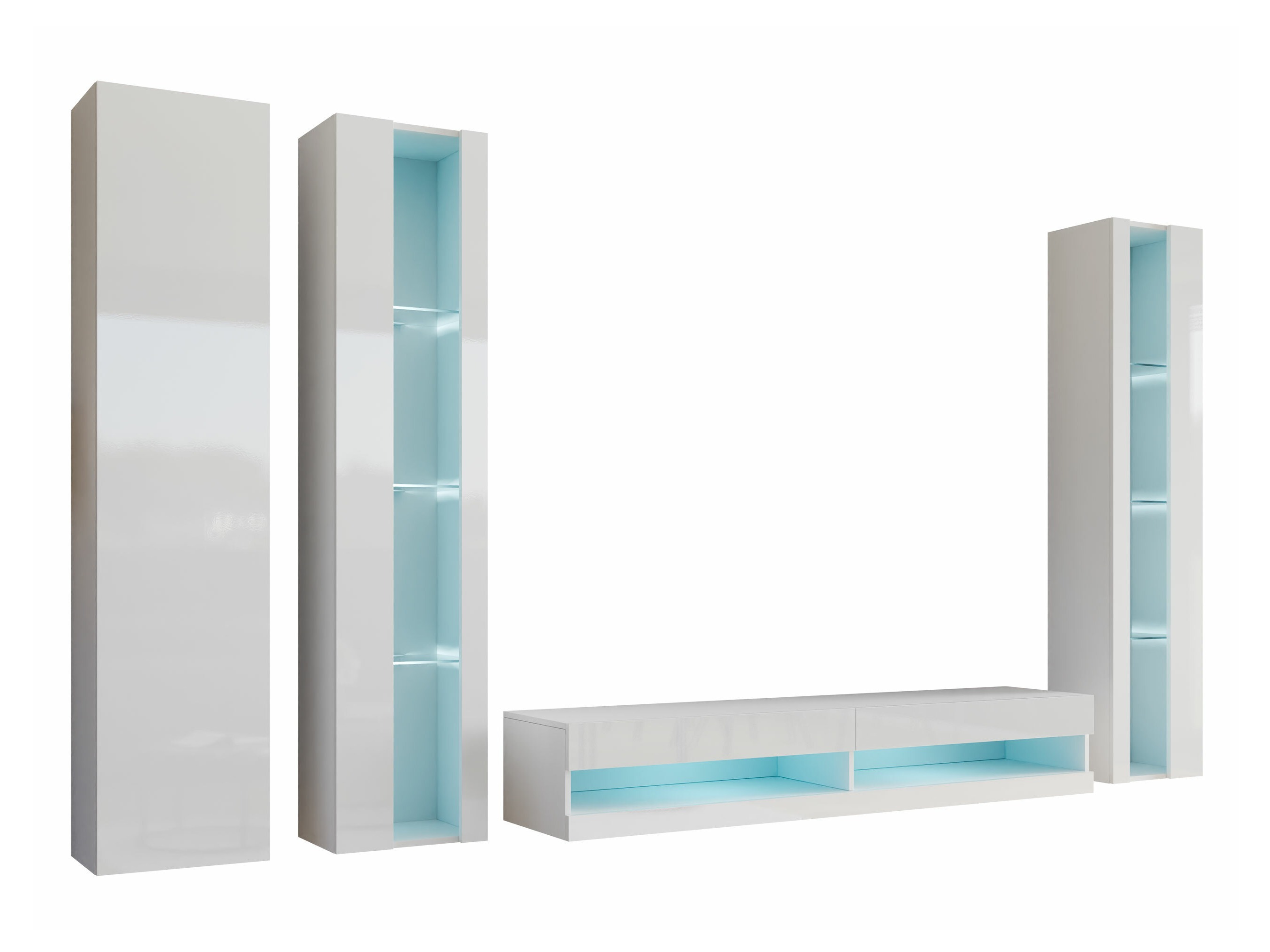 Set za dnevnu sobu Vilrin VII (Belo + Sjajno belo)