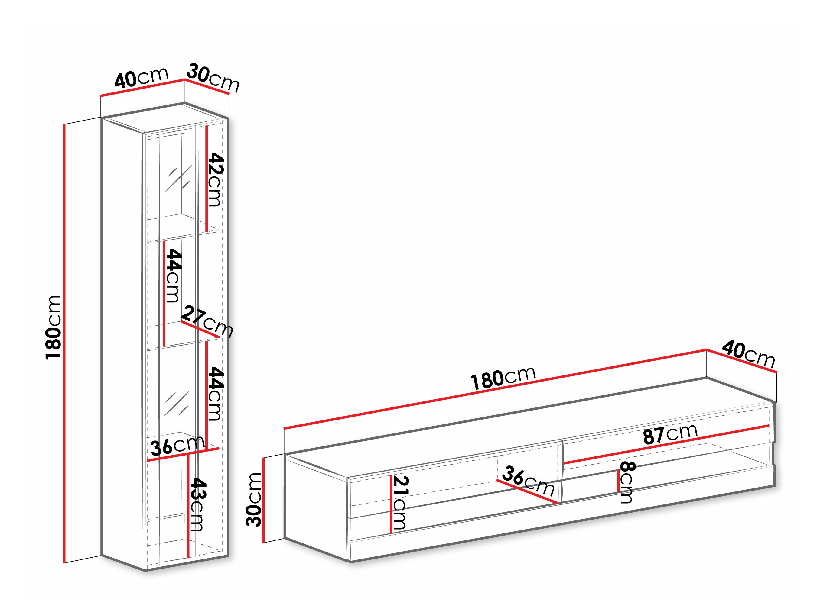 Set za dnevnu sobu Vilrin VIII (Crno + Sjajno crna)
