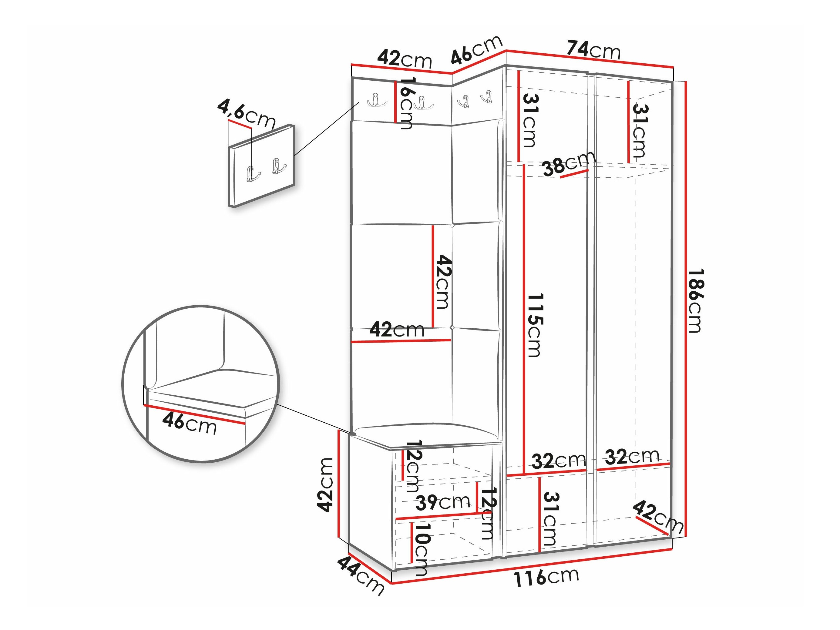 Set za hodnik Hartford 387 (Belo)