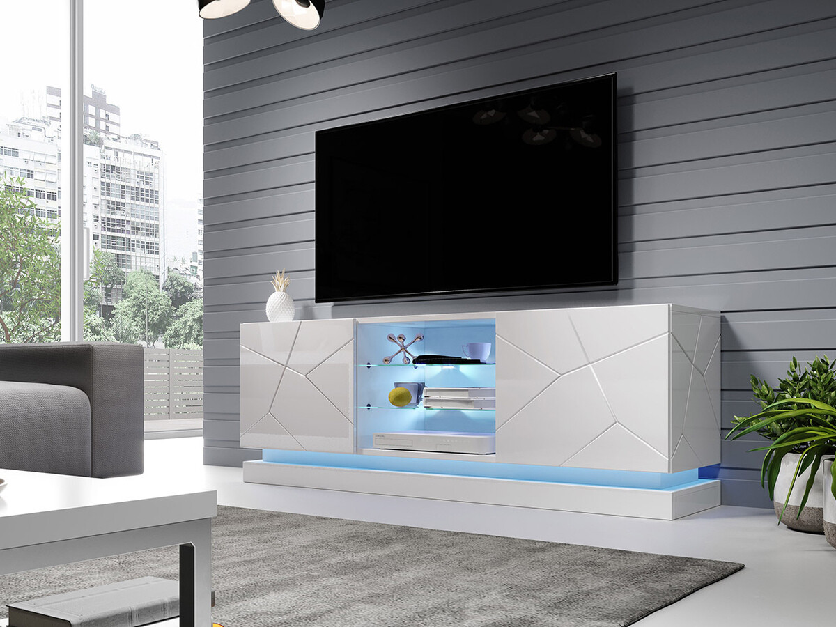 TV komoda Linar (Belo + Sjajno belo)