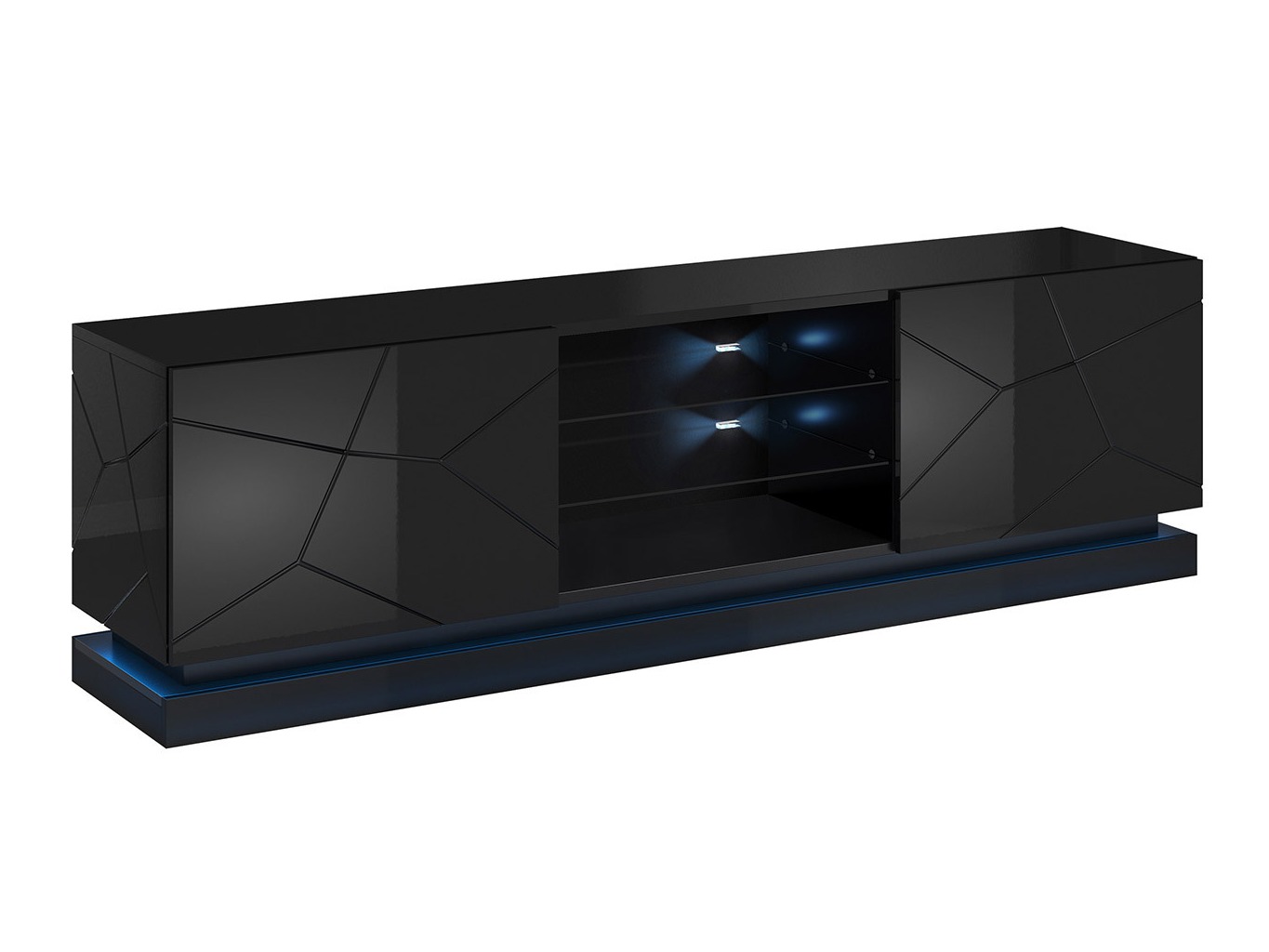 TV komoda Linar I (Crno + Sjajno crna)