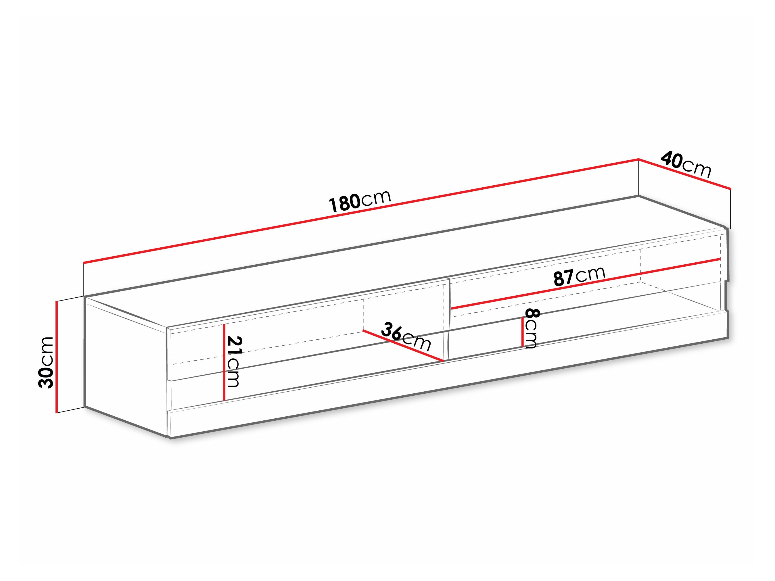 TV komoda Venenou 120 (Crno + Sjajno crna)