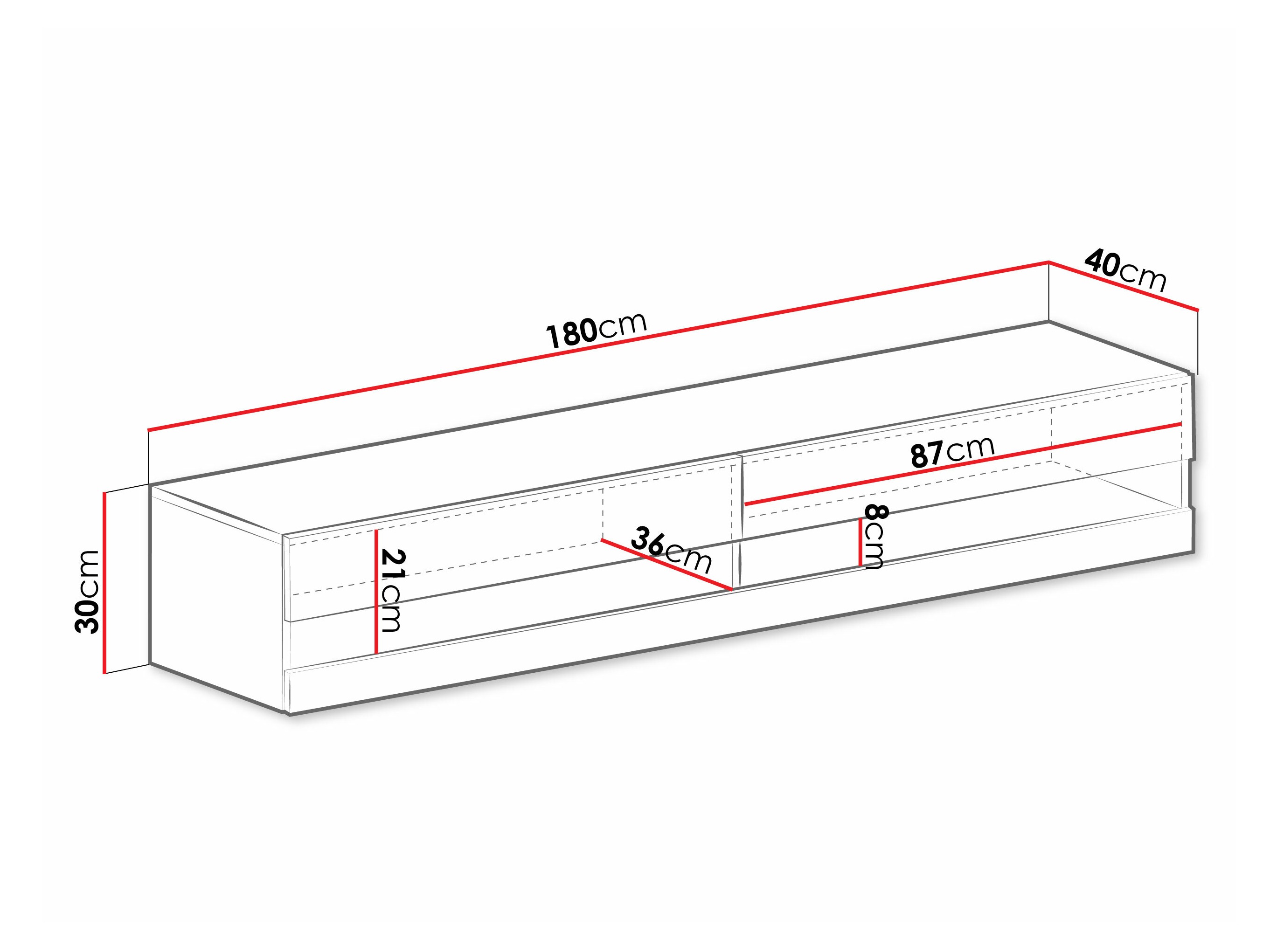 TV komoda Vilrin (Belo + Sjajno belo)