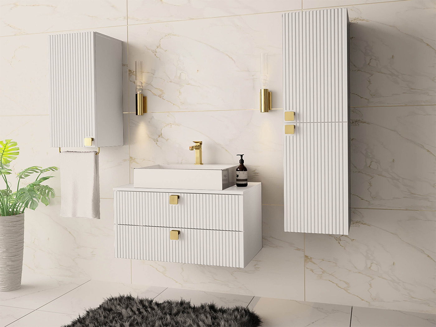 Set za kupatilo Panium II (Belo)