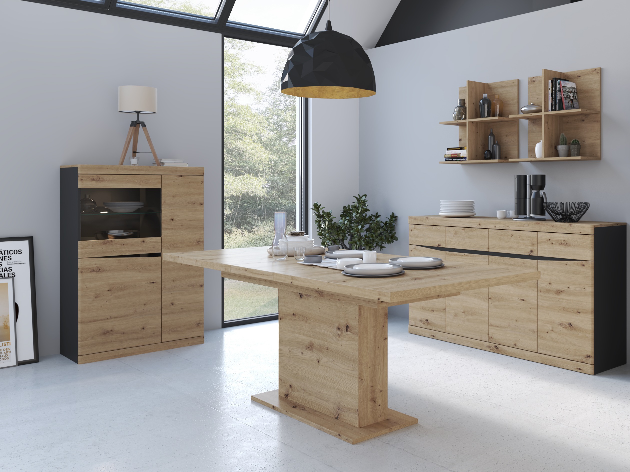 Polica Venlori 129 (Antracit + Artisan hrast)