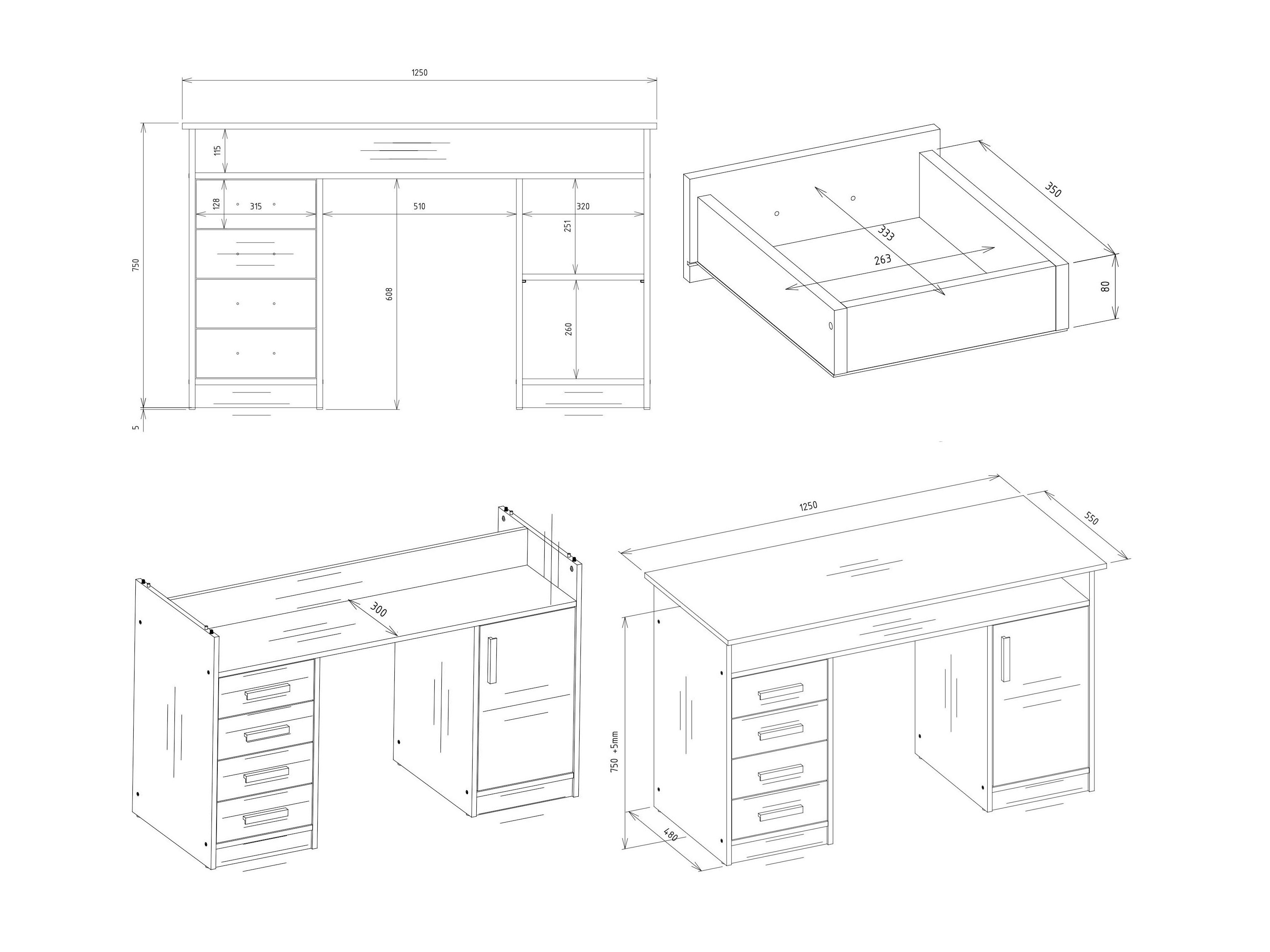 Kancelarijski sto Mandeville 329 (Belo)