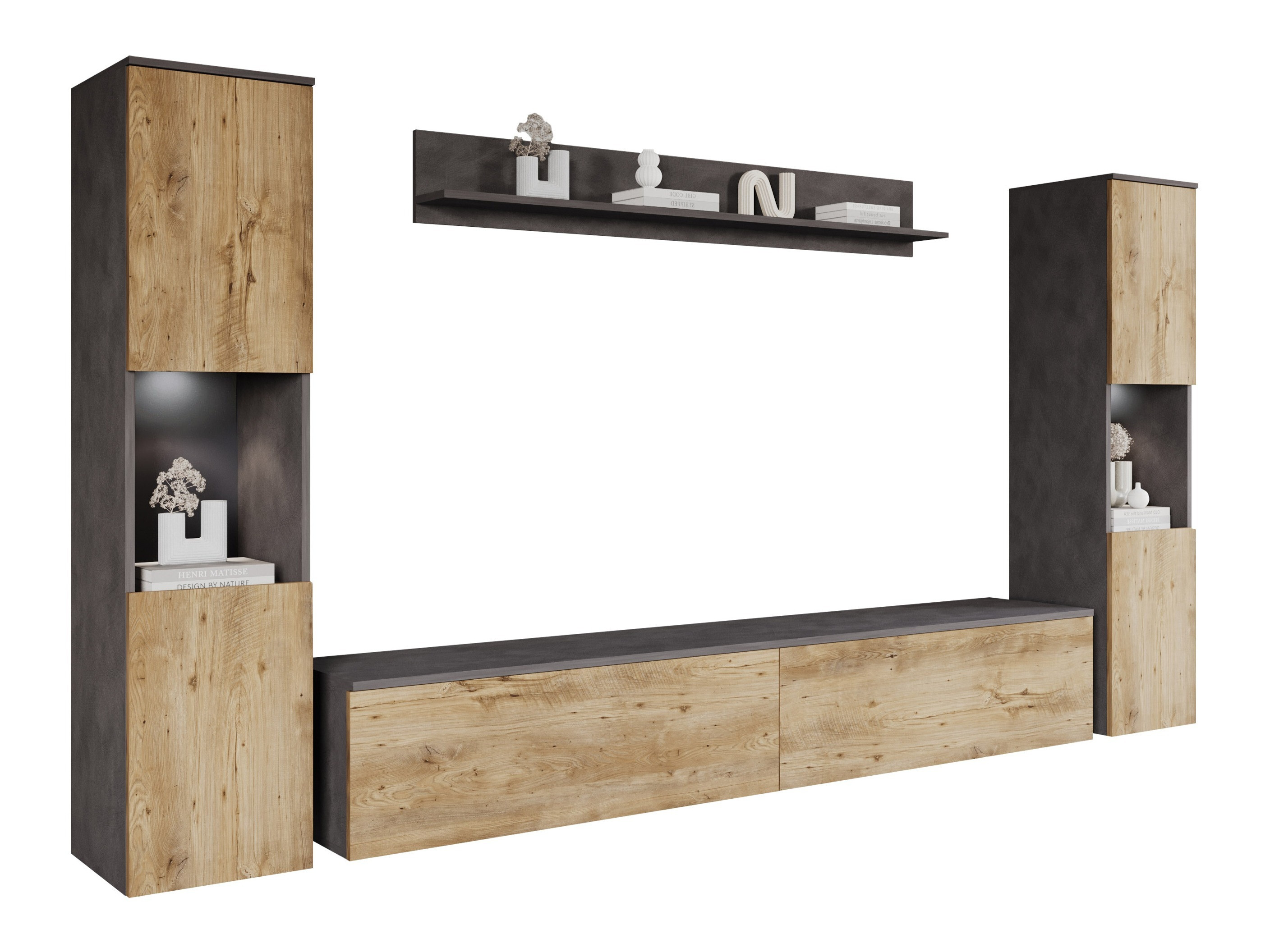 Set za dnevnu sobu Sarasota 131 (Matera siva + Kesten)