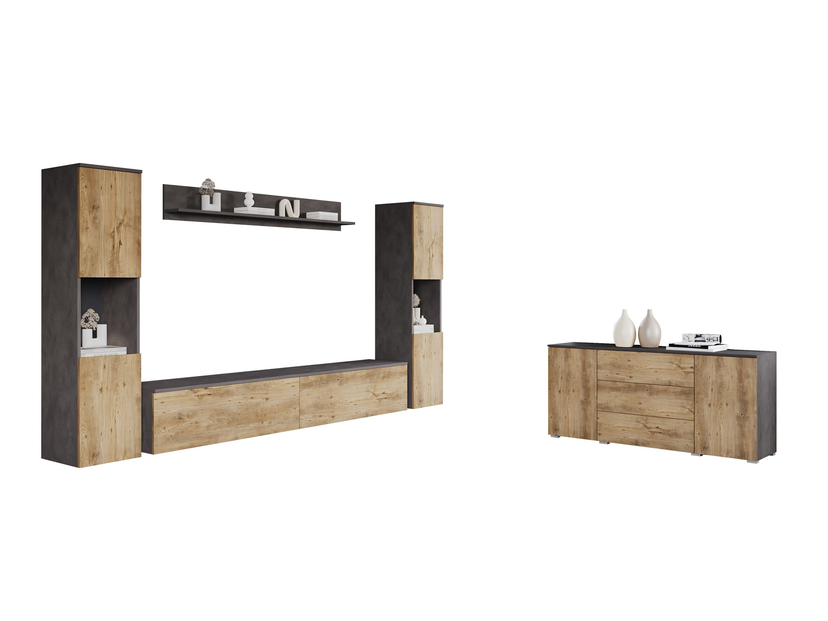 Set za dnevnu sobu Sarasota 133 (Matera siva + Kesten)