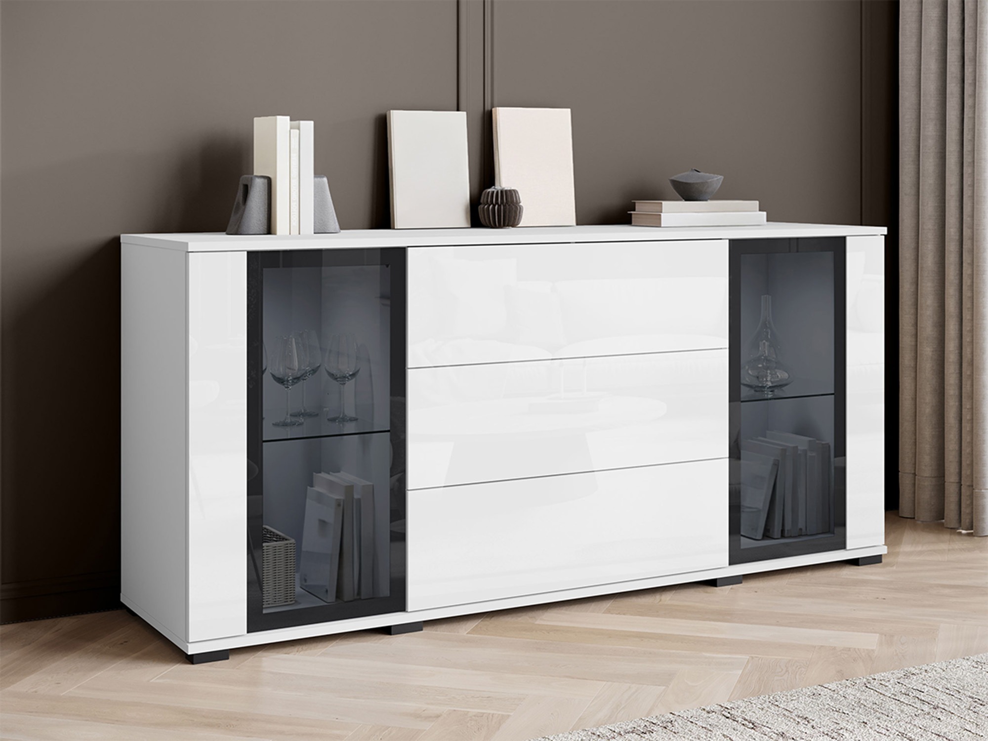 Komoda Torcame 101 (Belo + Sjajno belo)