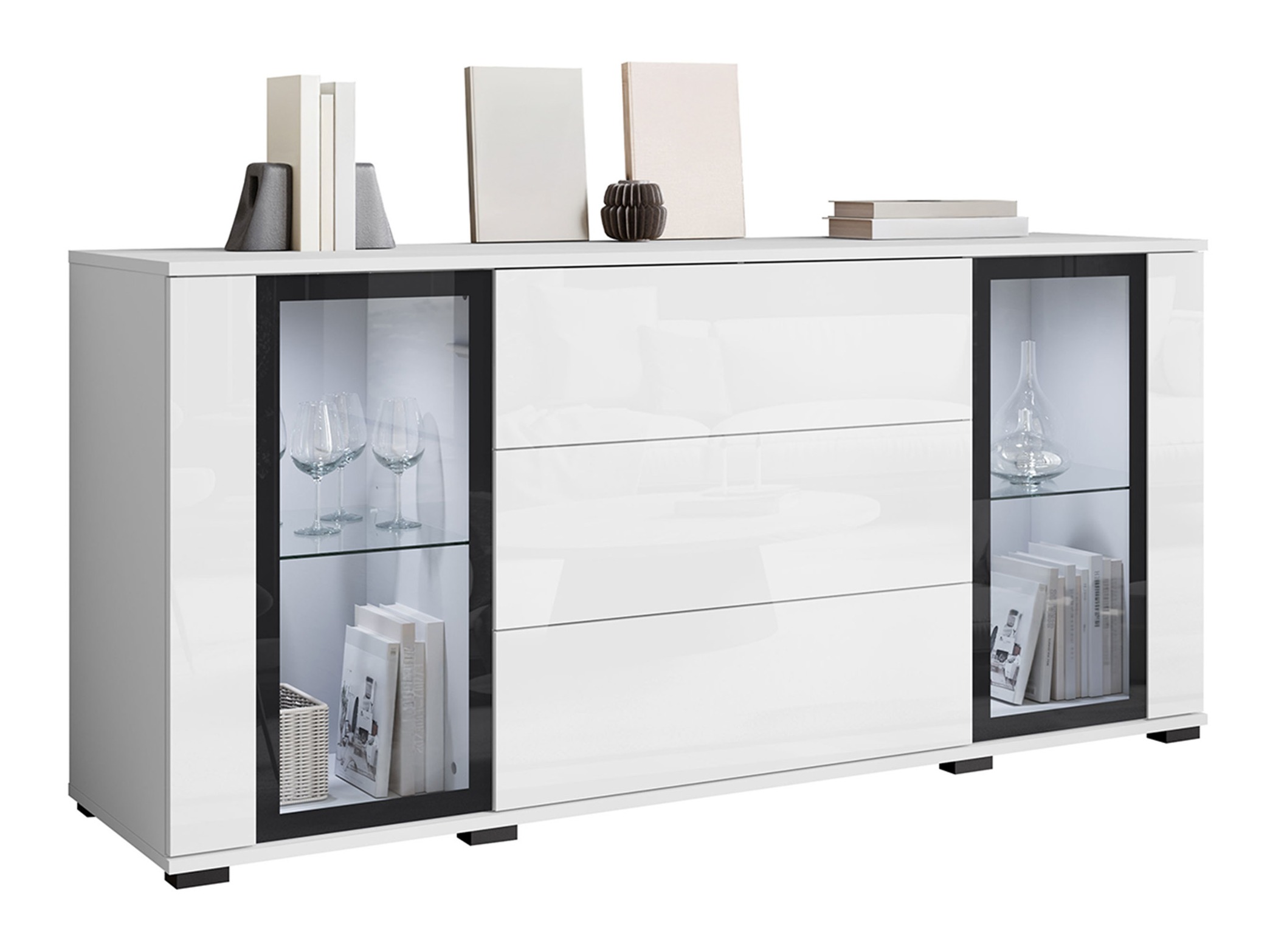 Komoda Torcame 101 (Belo + Sjajno belo)