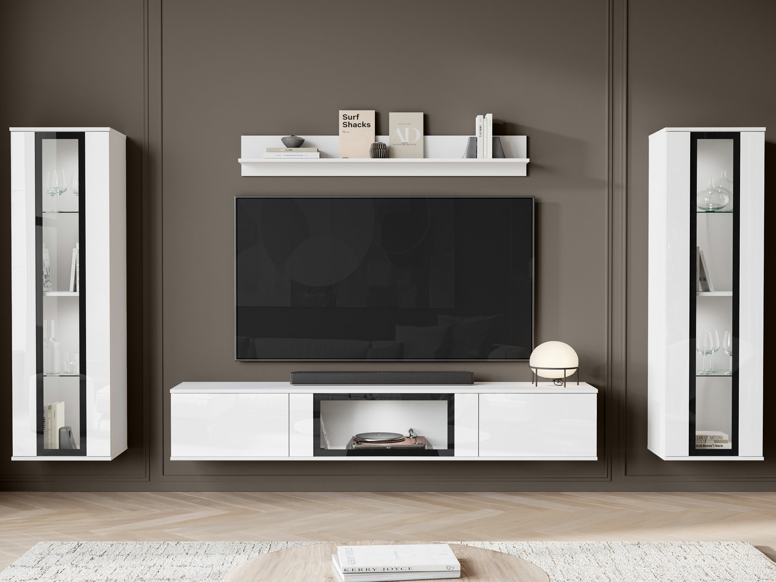 Set za dnevnu sobu Torcame 103 (Belo + Sjajno belo)