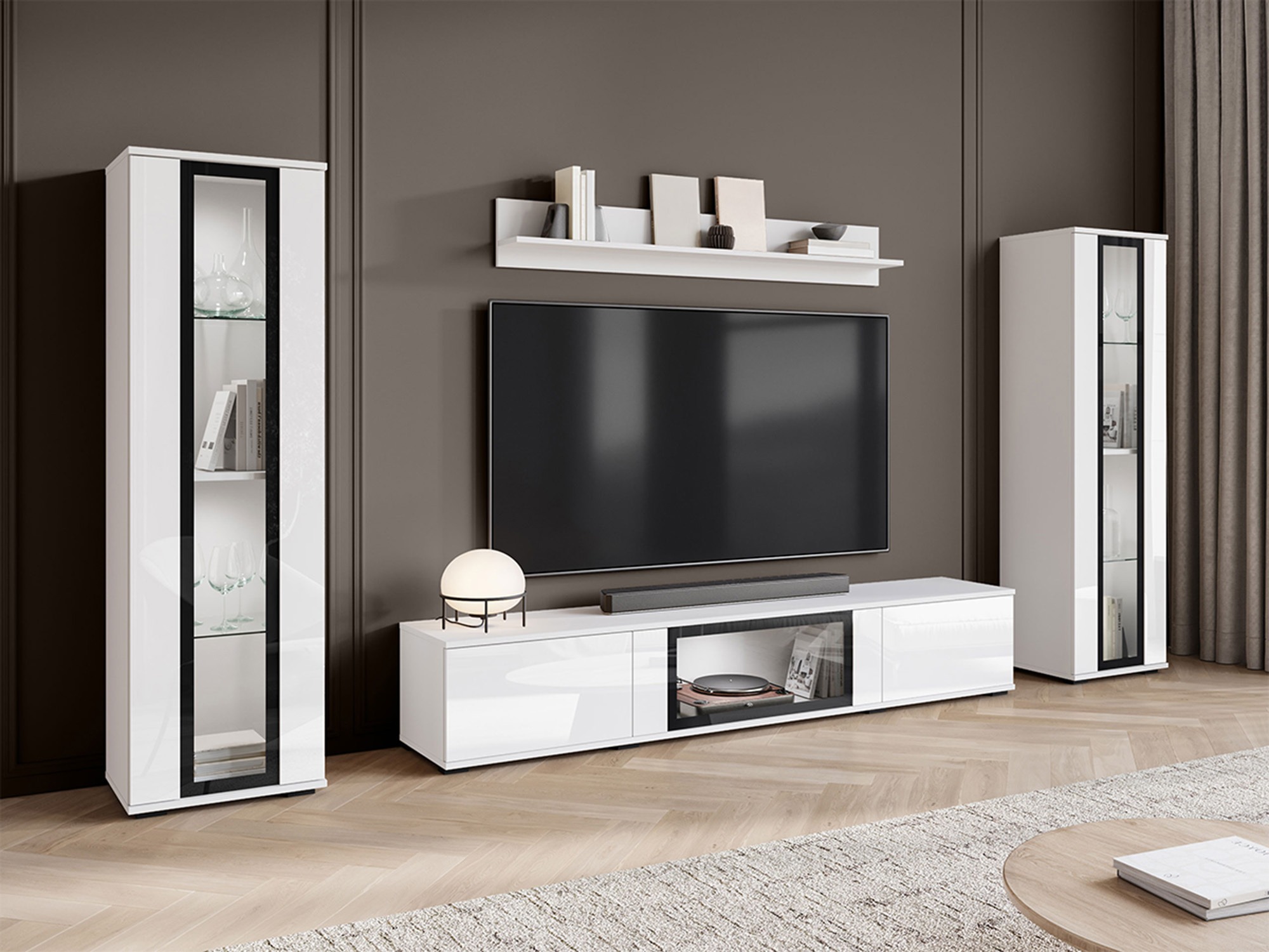 Set za dnevnu sobu Torcame 103 (Belo + Sjajno belo)