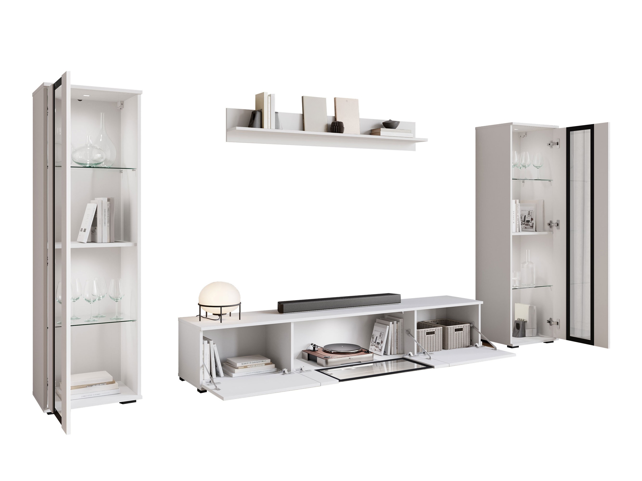 Set za dnevnu sobu Torcame 103 (Hrast Votan + Sjajno belo)