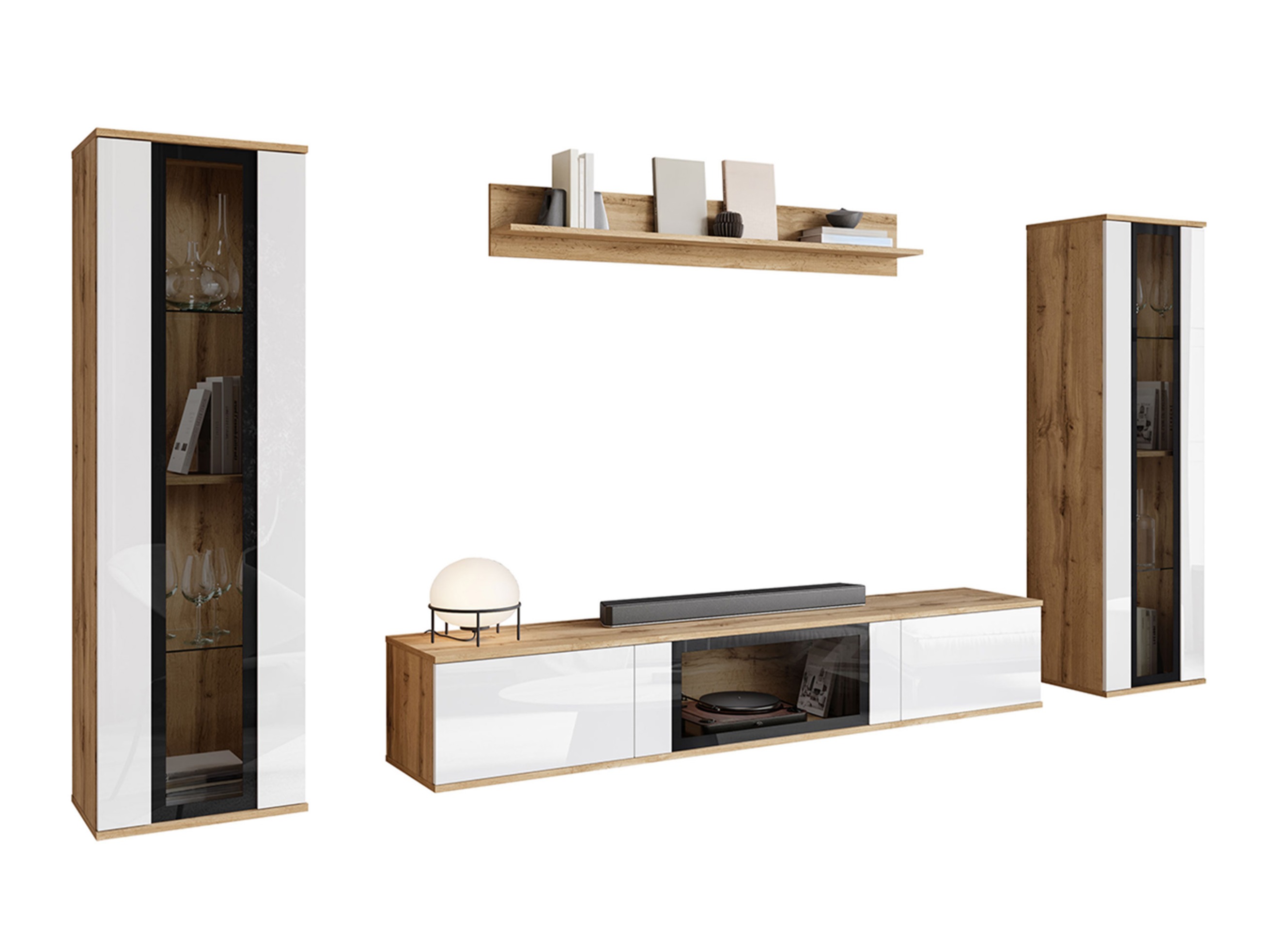 Set za dnevnu sobu Torcame 103 (Hrast Votan + Sjajno belo)