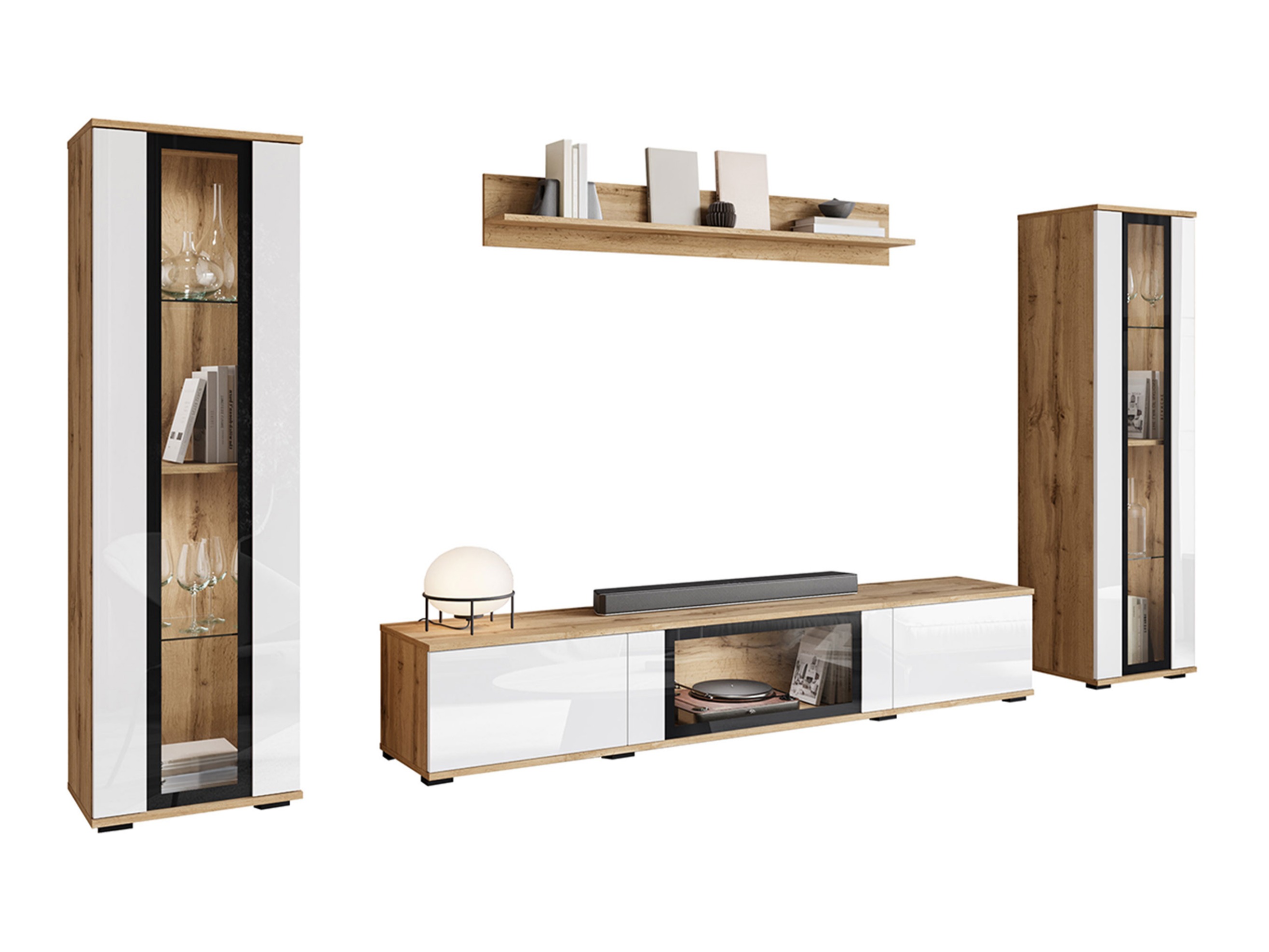 Set za dnevnu sobu Torcame 103 (Hrast Votan + Sjajno belo)