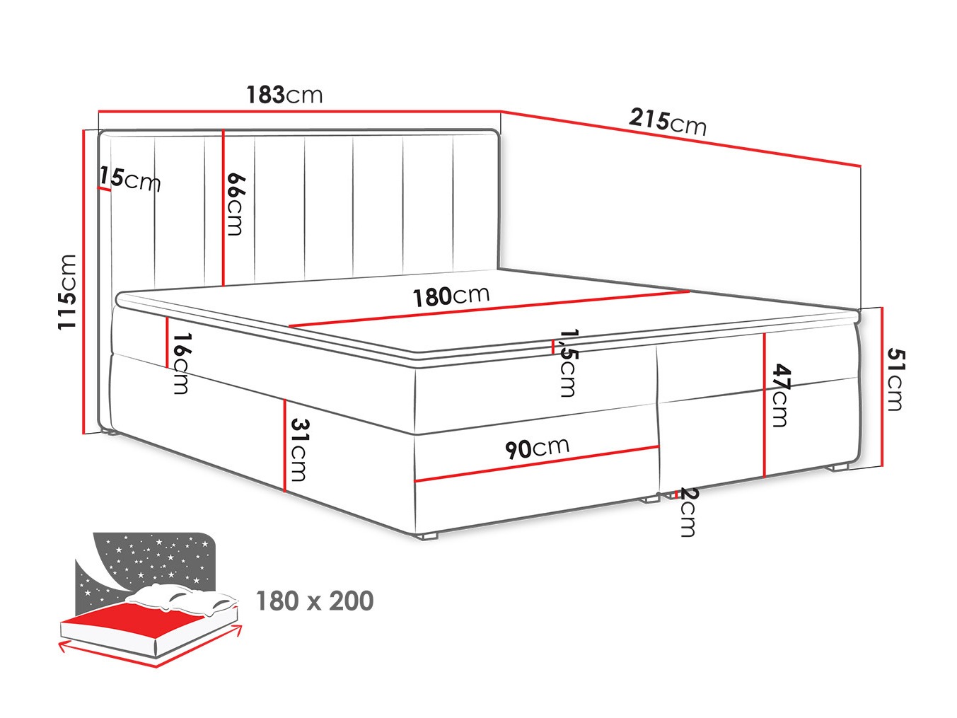 Boxspring krevet Pomona 116 (Magic somot 2206)
