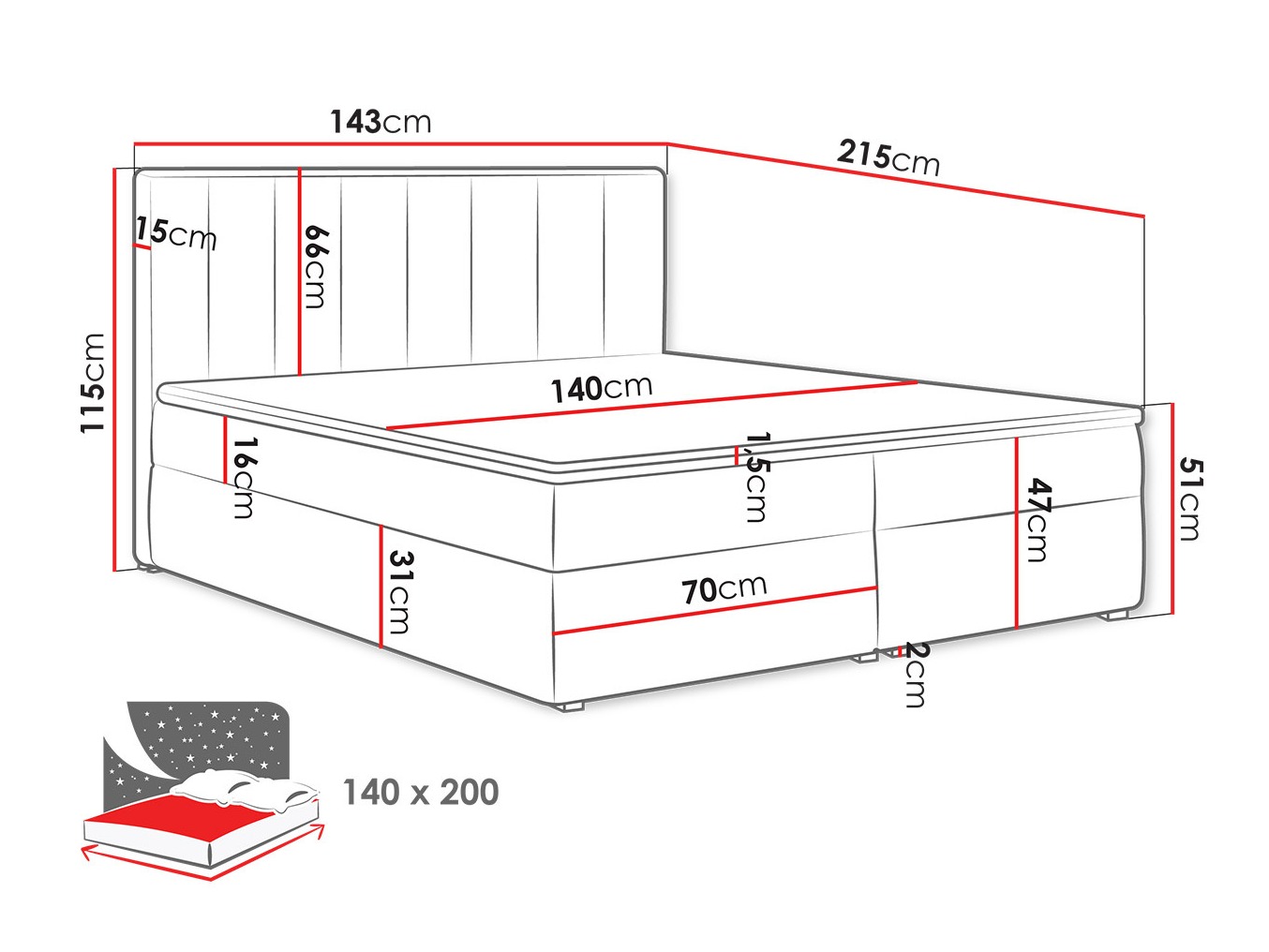 Boxspring krevet Pomona 116 (Magic somot 2213)