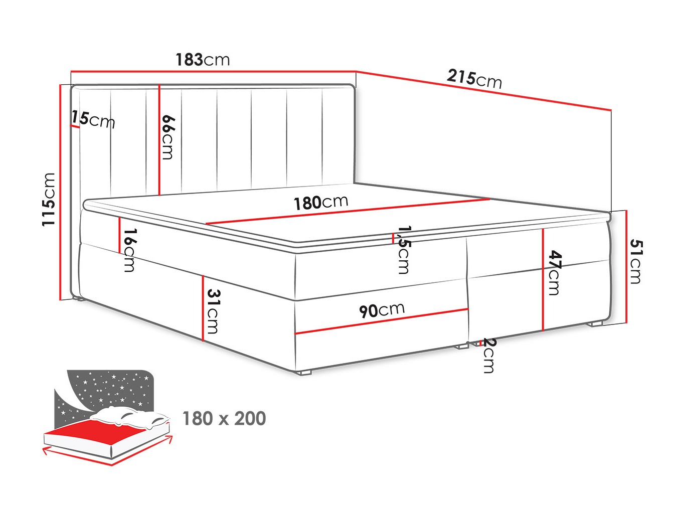 Boxspring krevet Pomona 116 (Magic somot 2216)