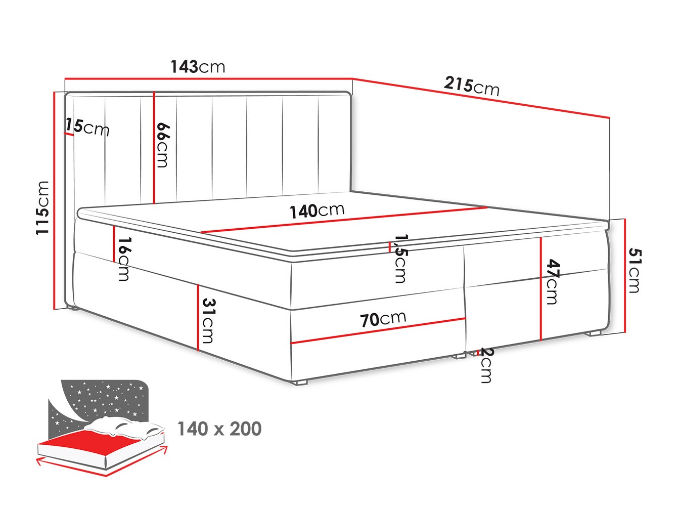 Boxspring krevet Pomona 116 (Magic somot 2258)
