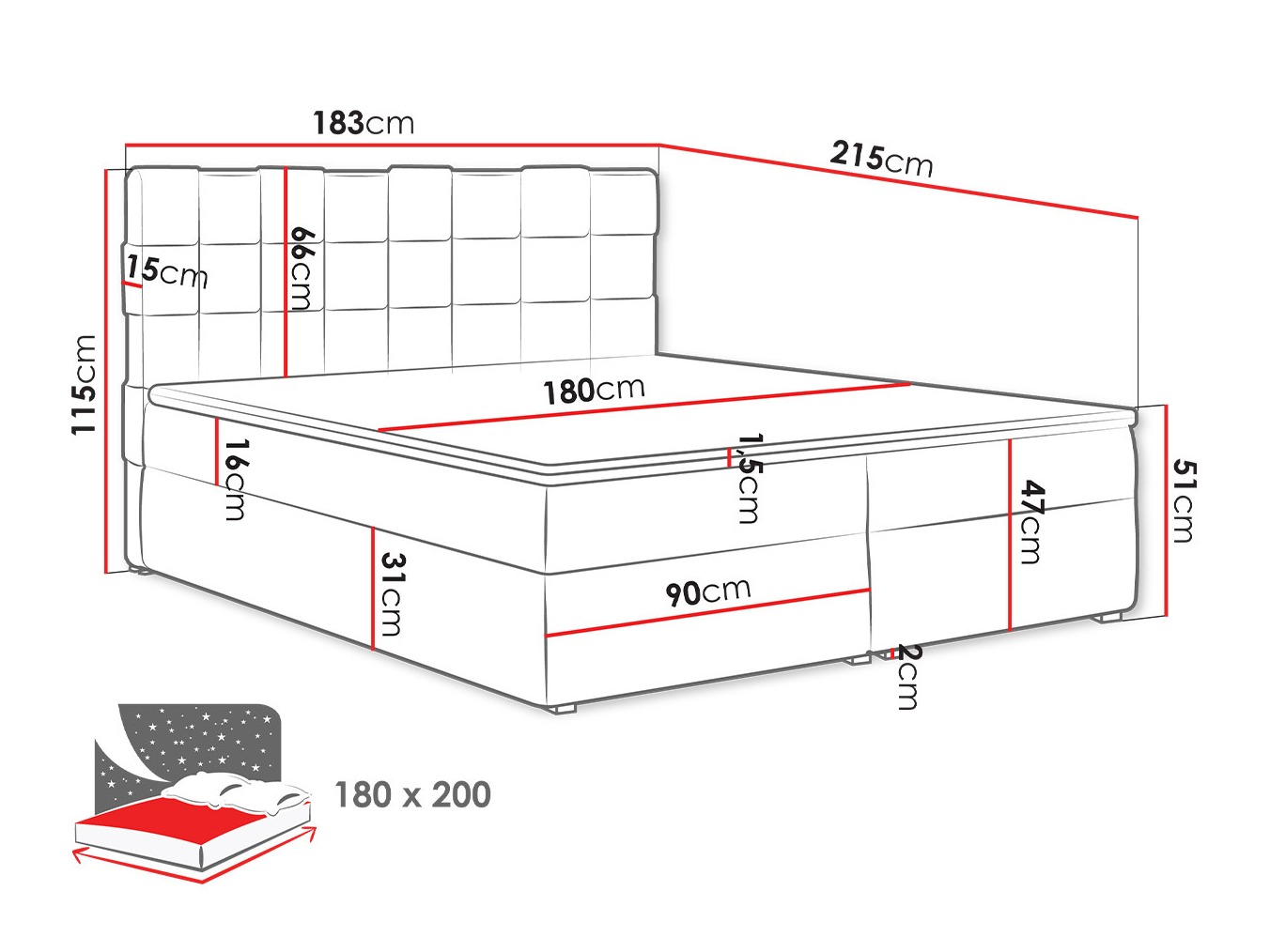 Boxspring krevet Pomona 117 (Kronos 19)