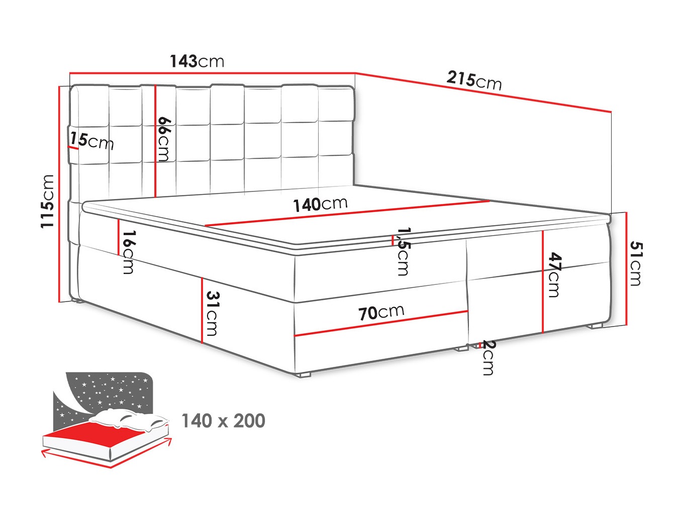 Boxspring krevet Pomona 117 (Kronos 22)