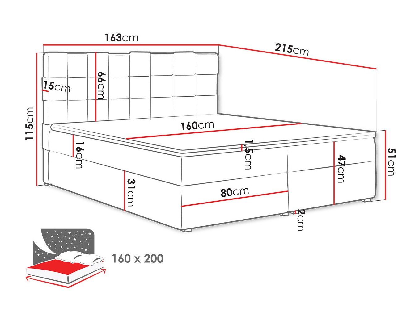 Boxspring krevet Pomona 117 (Kronos 35)